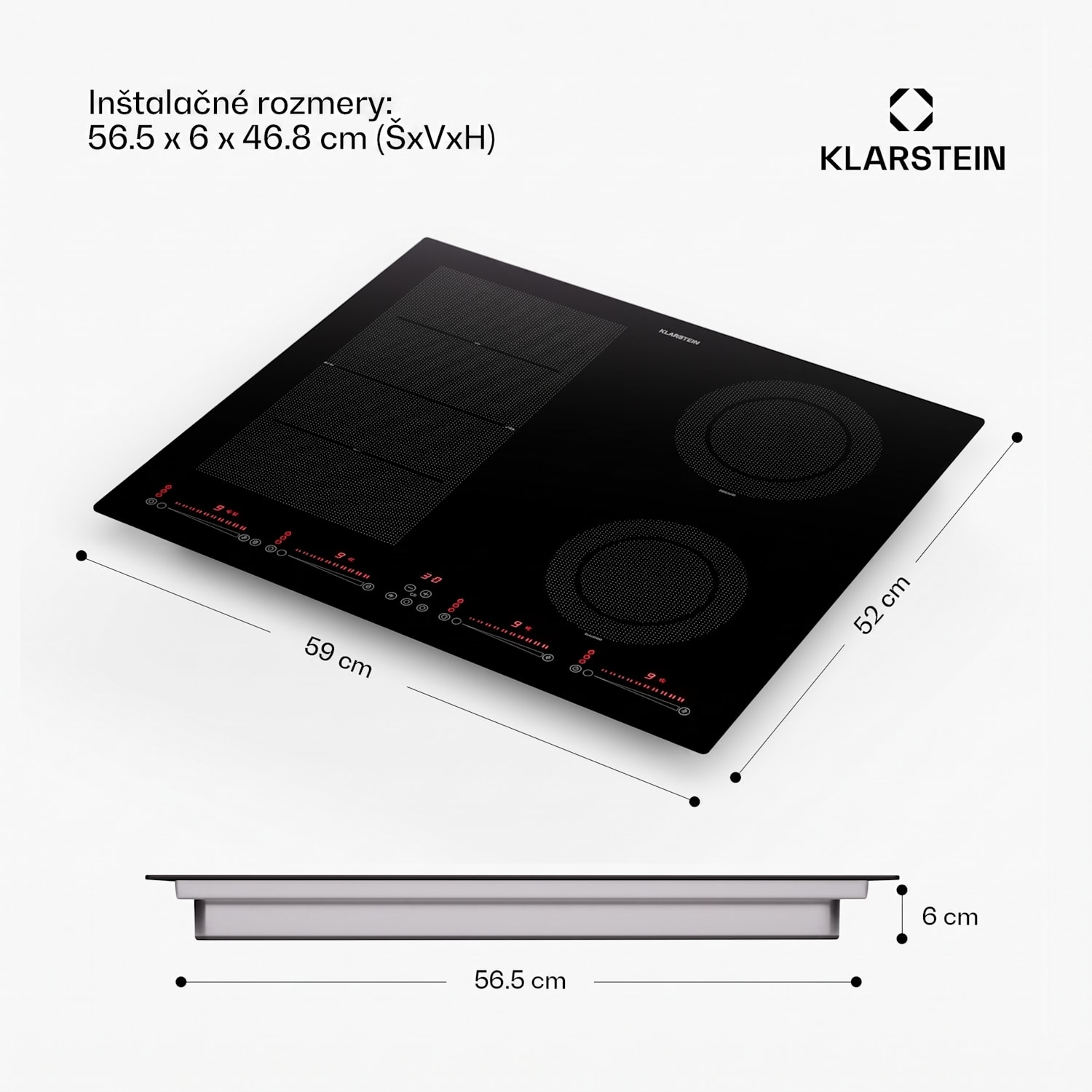 Masterzone 60 Hybrid, indukčná varná doska, vstavaná, max. 9600 W, 4 Flex zóny, technológia ThermoBoost, Smart Flex 