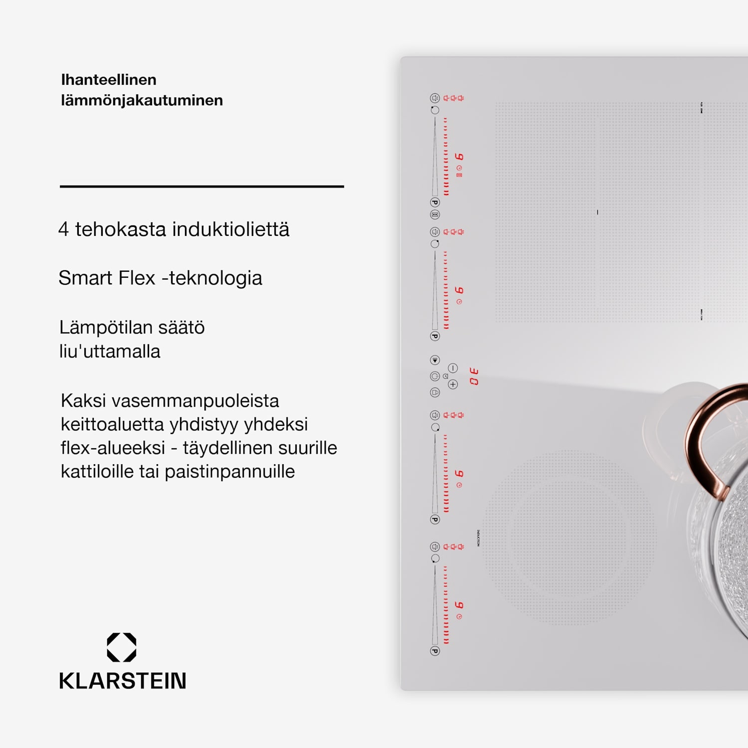 Masterzone 60 Hybrid induktioliesi integroitava 4 joustavaa aluetta 60 cm | 1 Joustoalue | Valkoinen