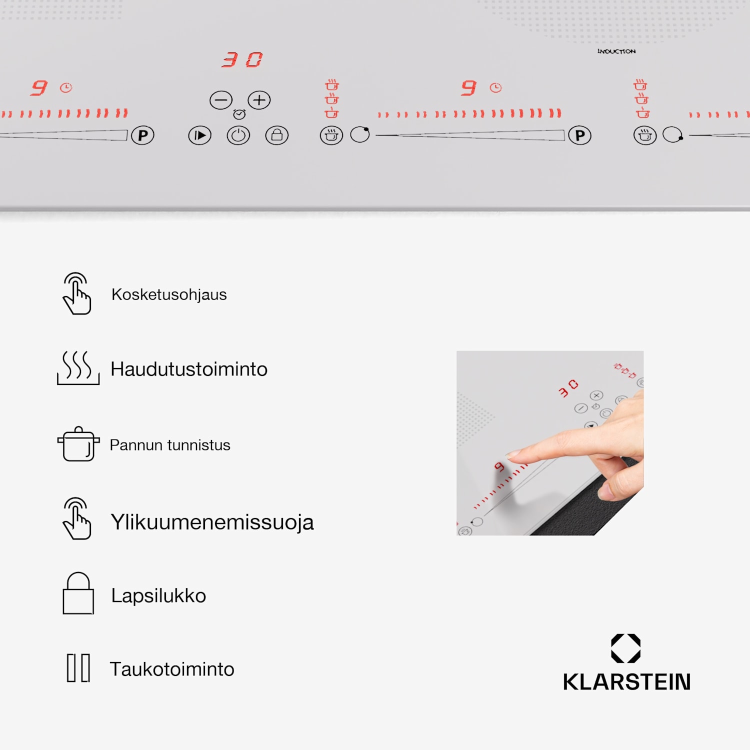 Masterzone 60 Hybrid induktioliesi integroitava 4 joustavaa aluetta 60 cm | 1 Joustoalue | Valkoinen
