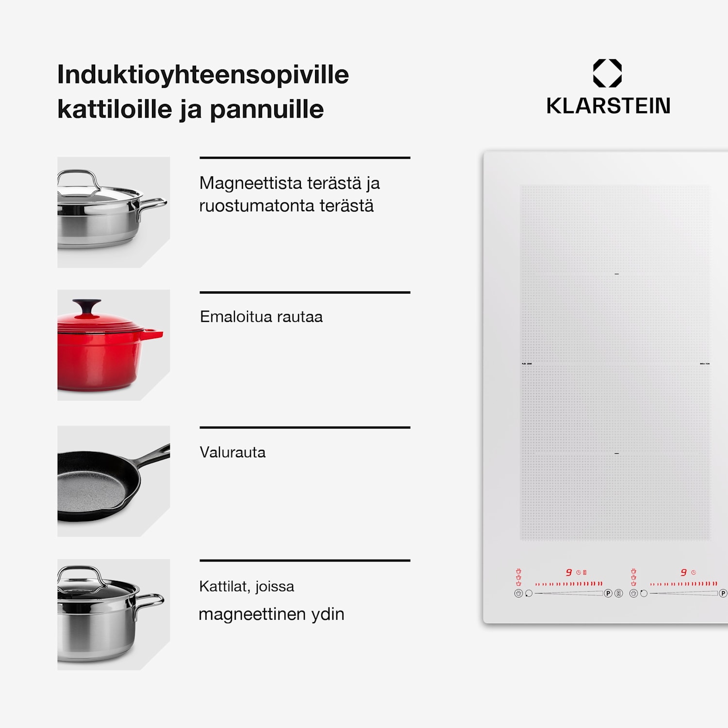 Masterzone 60 Hybrid induktioliesi integroitava 4 joustavaa aluetta 60 cm | 1 Joustoalue | Valkoinen