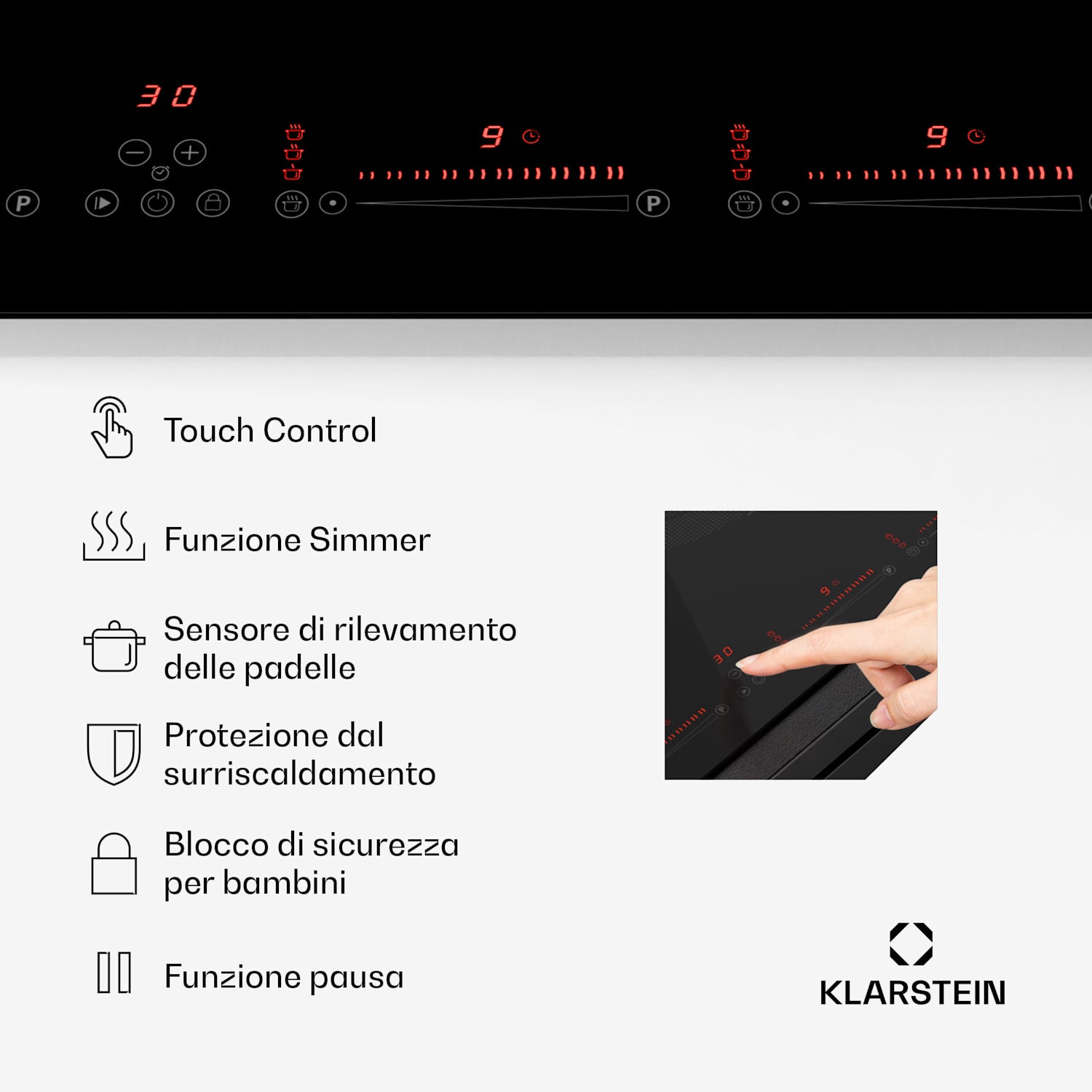 Masterzone 77 Hybrid piano cottura a induzione, incasso, 4 zone Flex, ThermoBoost, tecnologia Smart Flex, max. 7200 Watt 