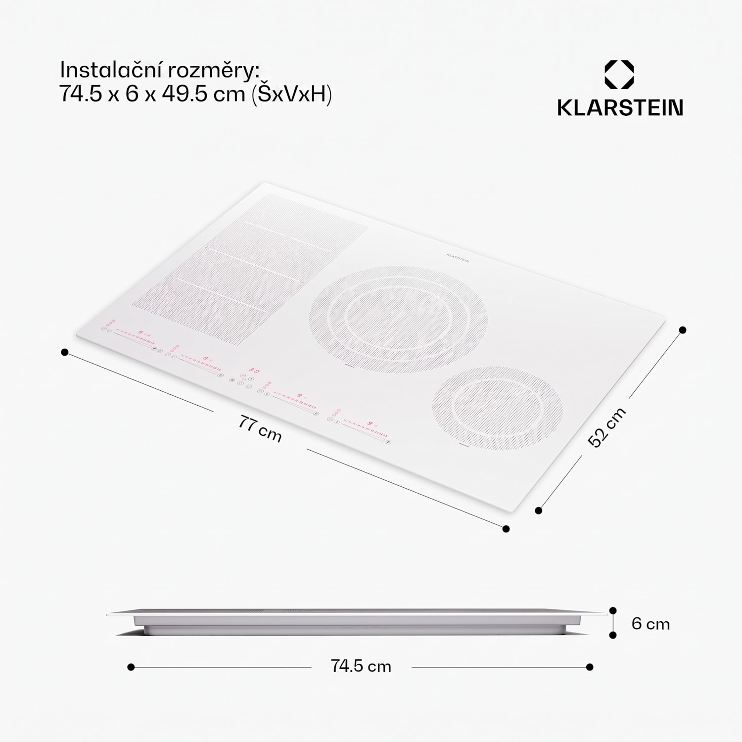 Masterzone 77 Hybrid, indukční varná deska, max. 7200 W, vestavěný, 4 zóny Flex, technologie ThermoBoost, Smart Flex 