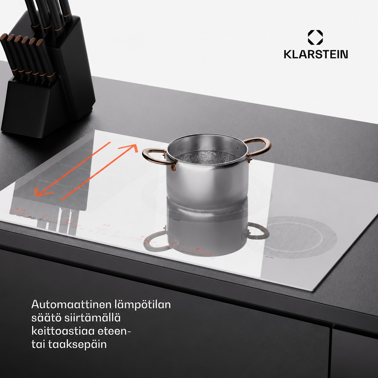Masterzone 77 Hybrid induktioliesi integroitava 4 joustavaa aluetta ThermoBoost Smart Flex Technology max. 7200 W 77 cm | 1 Joustoalue | Valkoinen