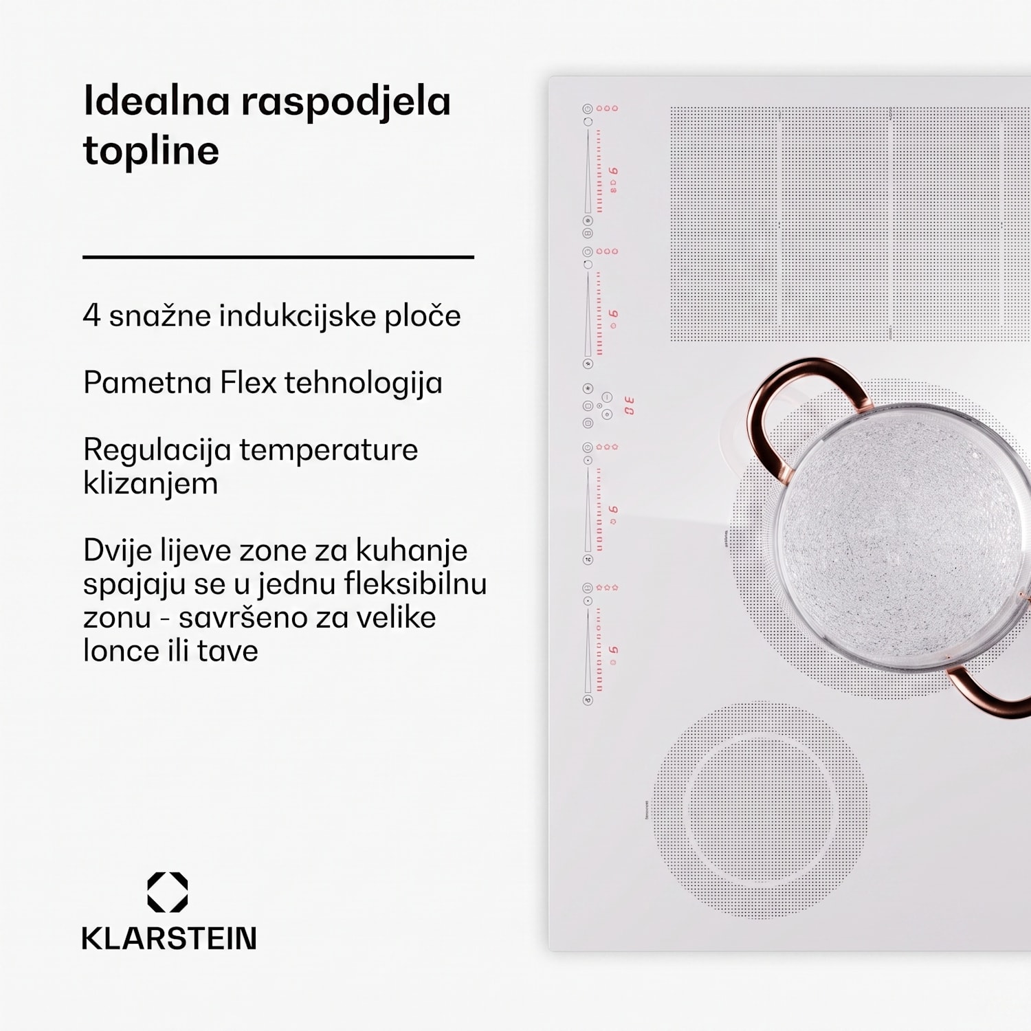 Masterzone 77 Hybrid, indukcijska ploča za kuhanje, maks. 7200 W, ugrađeno, 4 Flex zone, ThermoBoost tehnologija, Smart Flex 