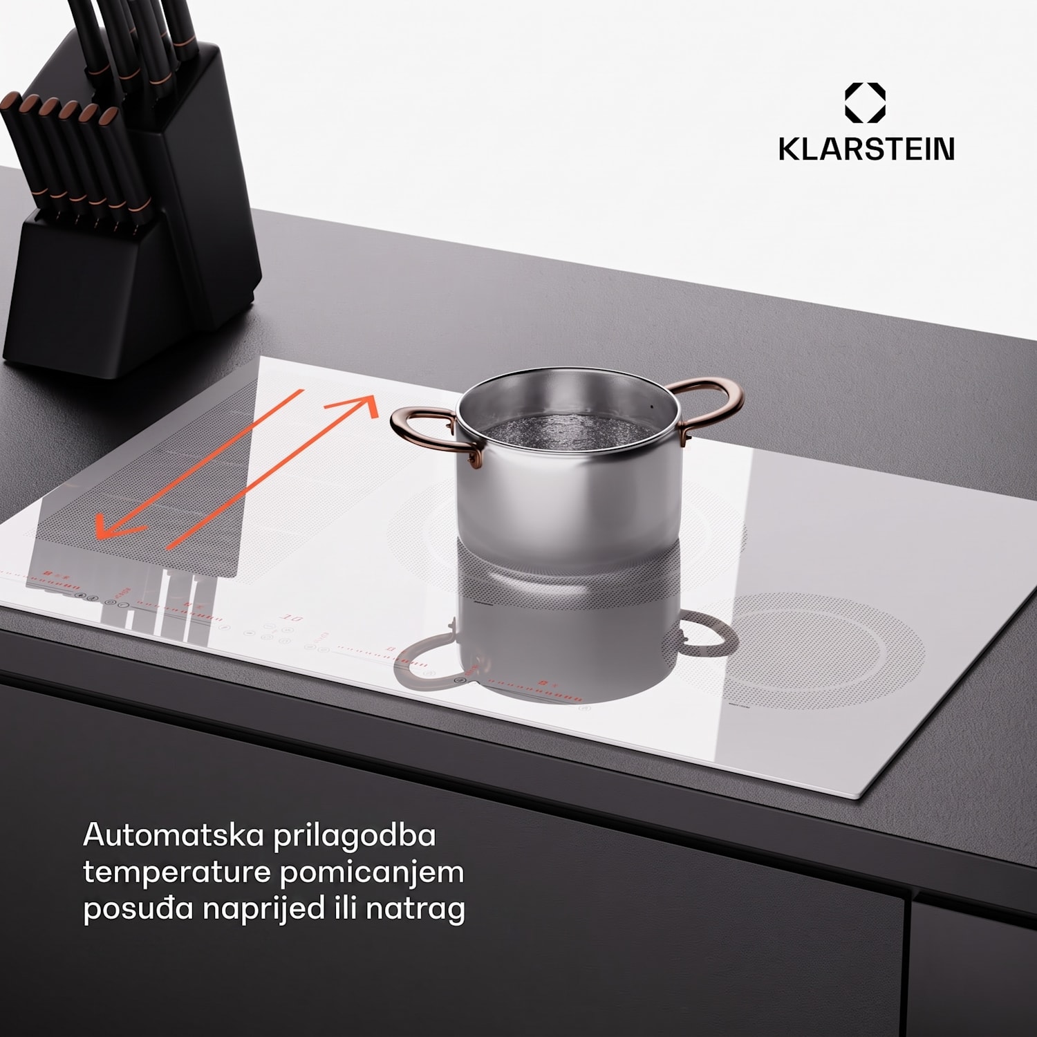 Masterzone 77 Hybrid, indukcijska ploča za kuhanje, maks. 7200 W, ugrađeno, 4 Flex zone, ThermoBoost tehnologija, Smart Flex 