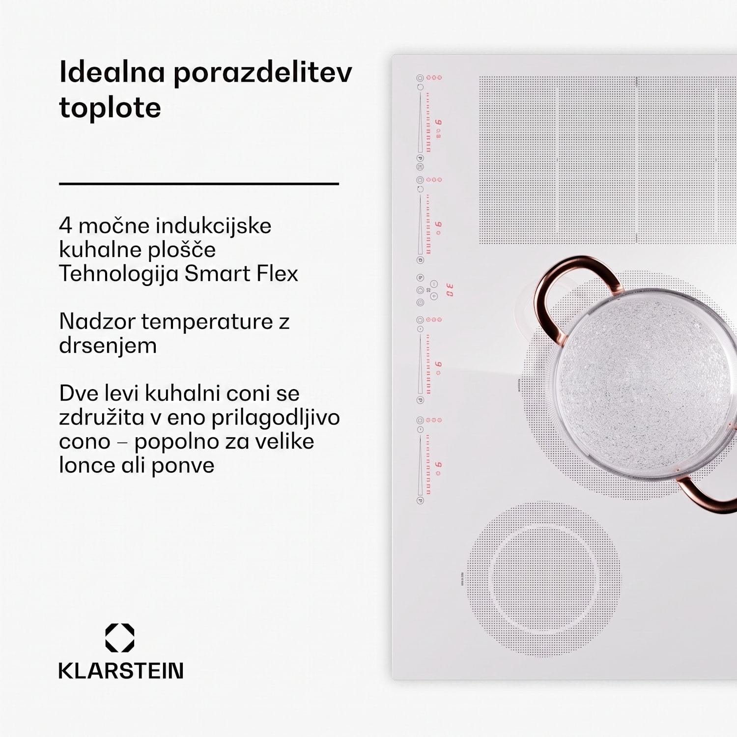 Masterzone 77 Hybrid Indukcijska kuhalna plošča, maks. 7200 W, vgradna, 4 Flex cone, tehnologija ThermoBoost, Smart Flex 