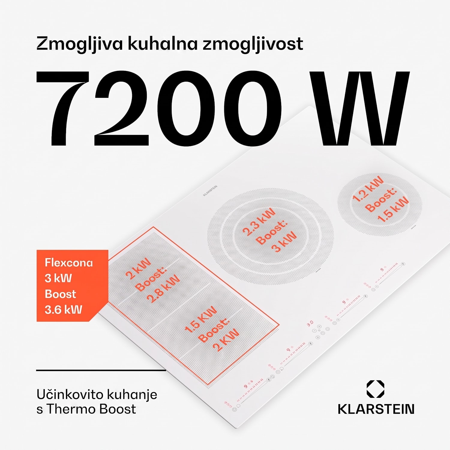 Masterzone 77 Hybrid Indukcijska kuhalna plošča, maks. 7200 W, vgradna, 4 Flex cone, tehnologija ThermoBoost, Smart Flex 