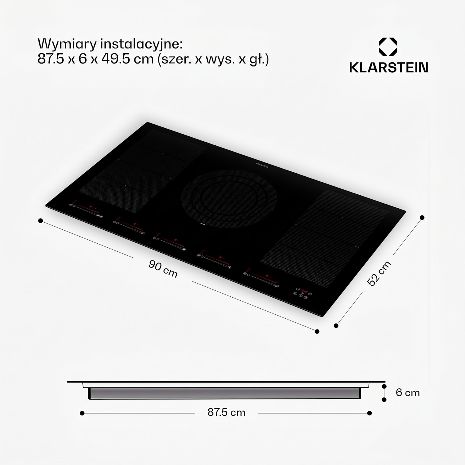 Masterzone 90 Flex, płyta indukcyjna do zabudowy, 5 pól grzejnych, 2 strefy Flex, ThermoBoost, technologia Smart Flex, maks. 12 600 W 
