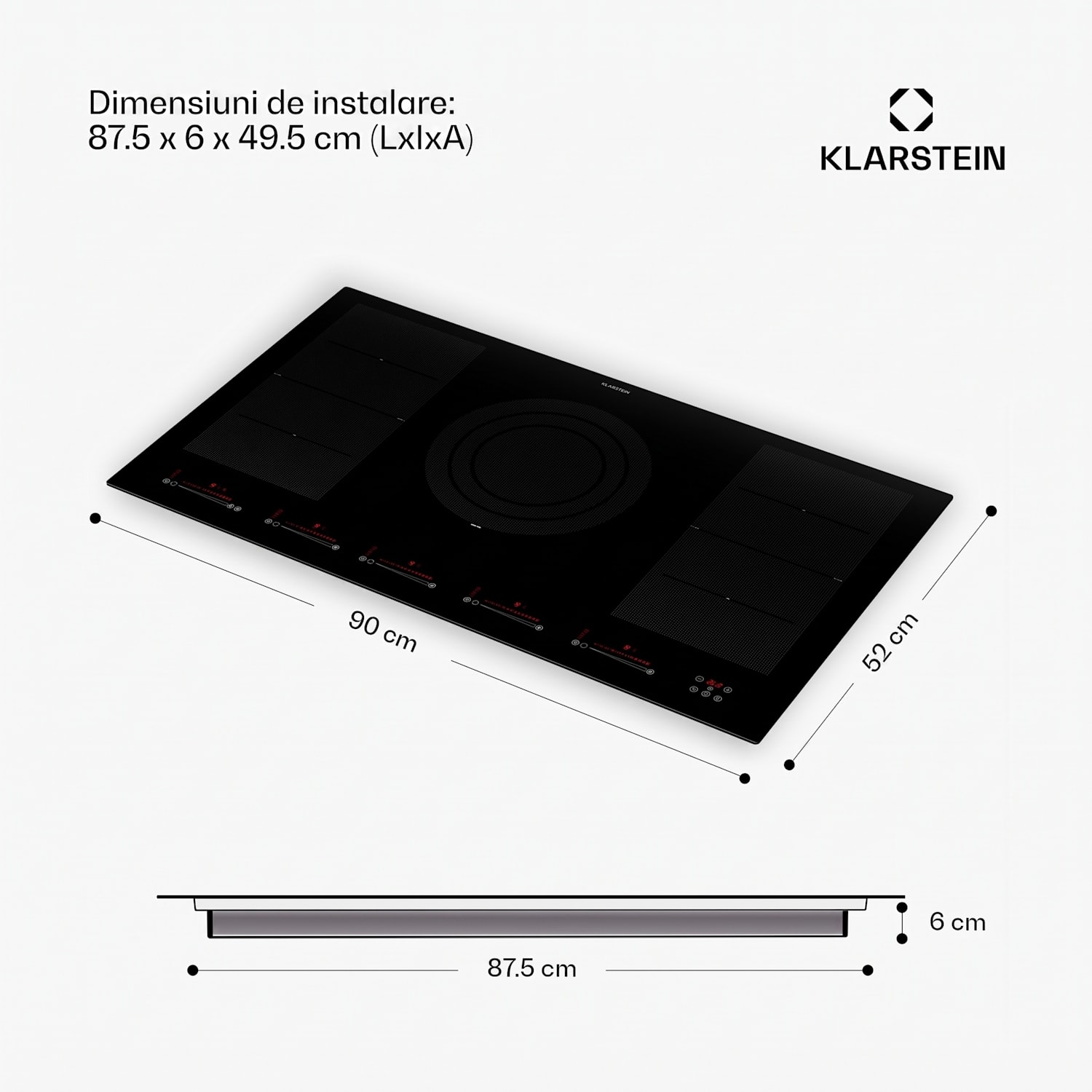 Masterzone 90 Flex, plită cu inducție, max. 12 600 W, încorporat, 5 zone Flex, tehnologie ThermoBoost, Smart Flex 