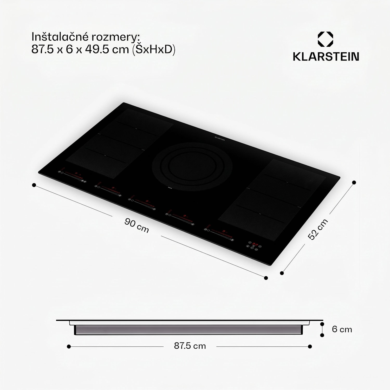 Masterzone 90 Flex, indukčná varná doska, max. 12 600 W, vstavaná, 5 zón, 2 Flex zóny, technológia ThermoBoost, Smart Flex 