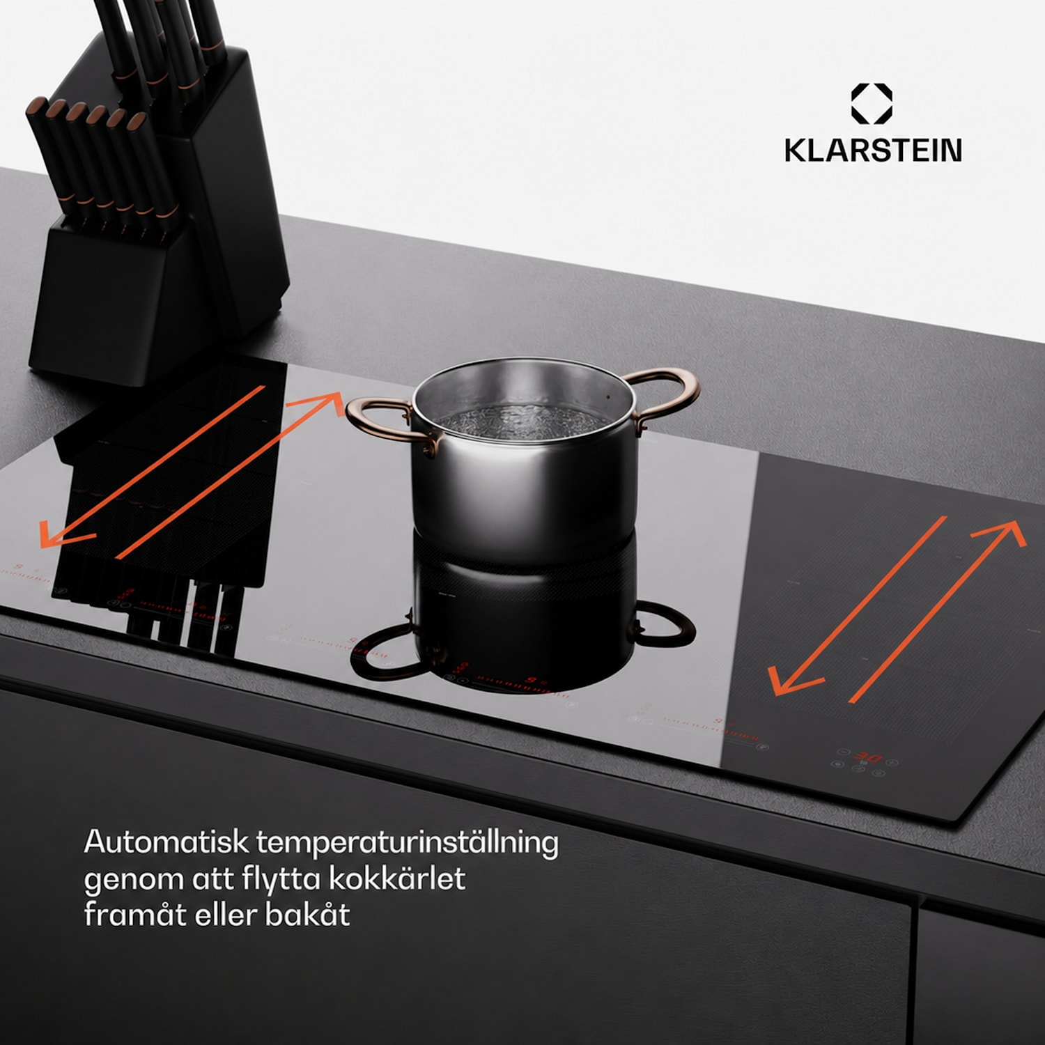 Masterzone 90 Flex induktionshäll, inbyggd, 5 kokzoner, 2 Flex-zoner, ThermoBoost, Smart Flex Technology, max. 12 600 watt 90 cm | 2 Flexzon | Svart