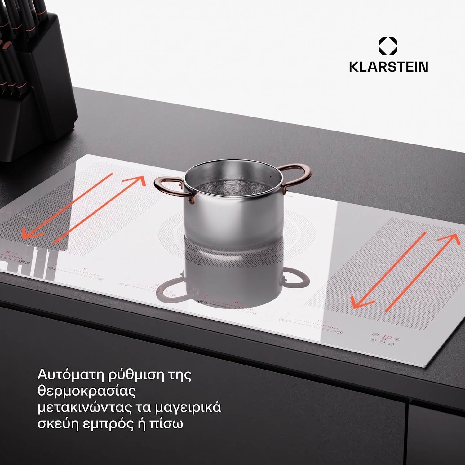 Masterzone 90cm Επαγωγική Εστία 5 Εστιών Λευκή 