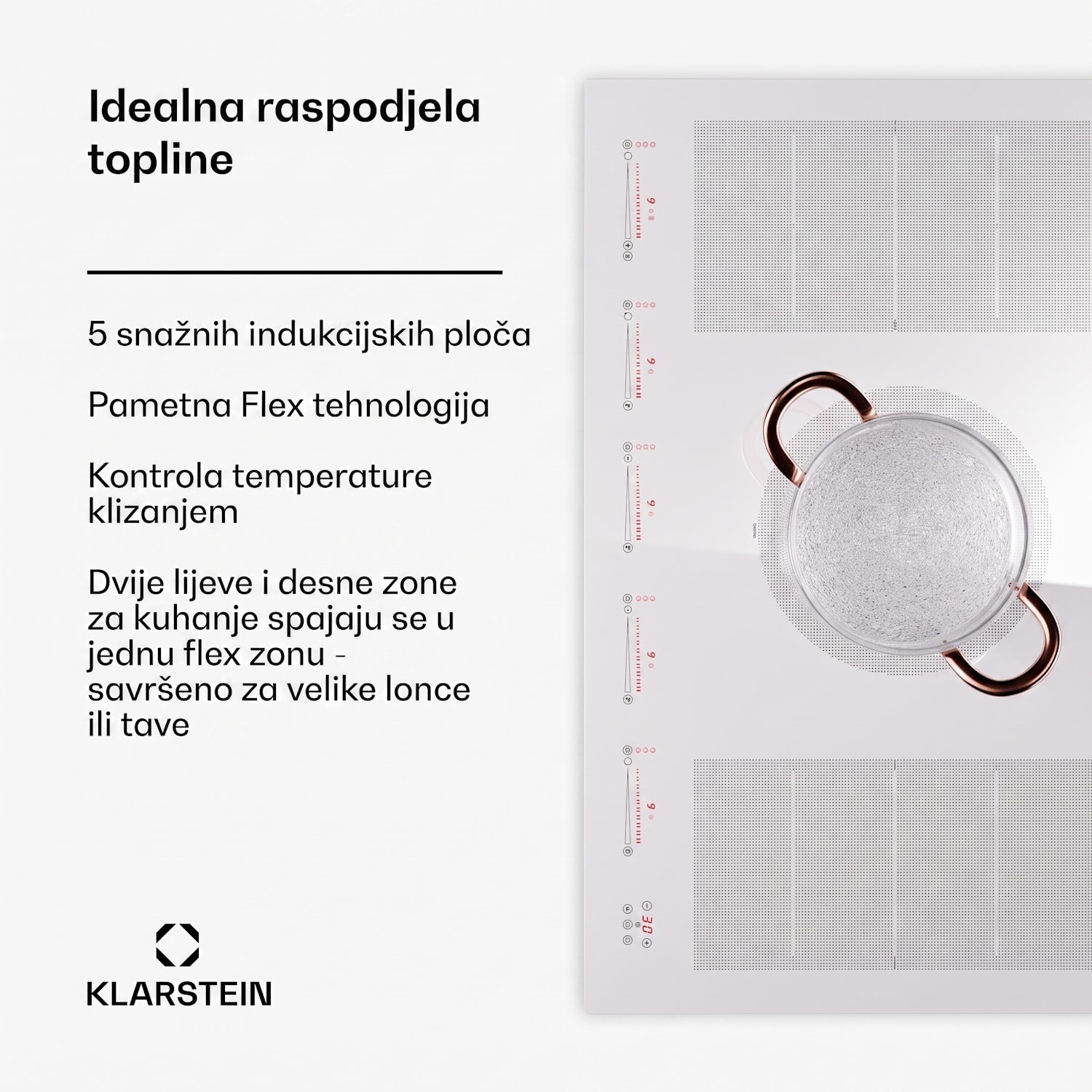 Masterzone 90 Flex, indukcijska ploča, maks. 12.600 W, ugrađeno, 5 zona, 2 Flex zone, ThermoBoost tehnologija, Smart Flex 