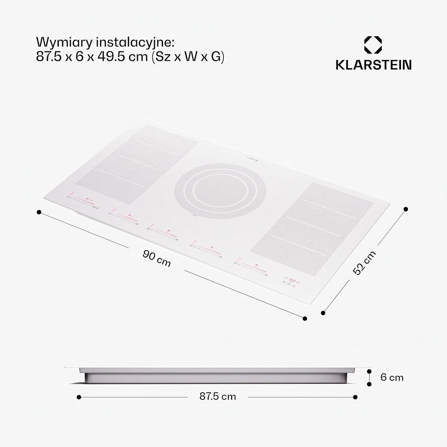 Masterzone 90 Flex, płyta indukcyjna do zabudowy, 5 pól grzejnych, 2 strefy Flex, ThermoBoost, technologia Smart Flex, maks. 12 600 W 