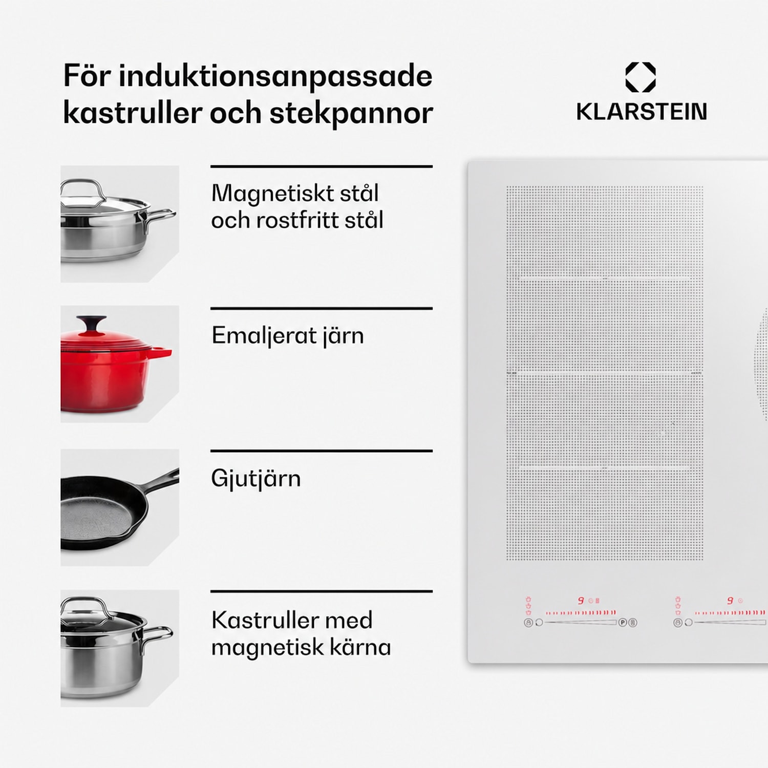 Masterzone 90 Flex induktionshäll, inbyggd, 5 kokzoner, 2 Flex-zoner, ThermoBoost, Smart Flex Technology, max. 12 600 watt 90 cm | 2 Flexzon | Vit