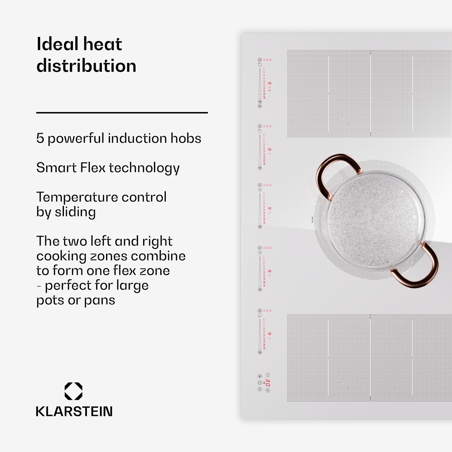 Masterzone 90 Flex, индукционен плот, макс. 12 600 W, вграден, 5 зони Flex, технология ThermoBoost, Smart Flex 