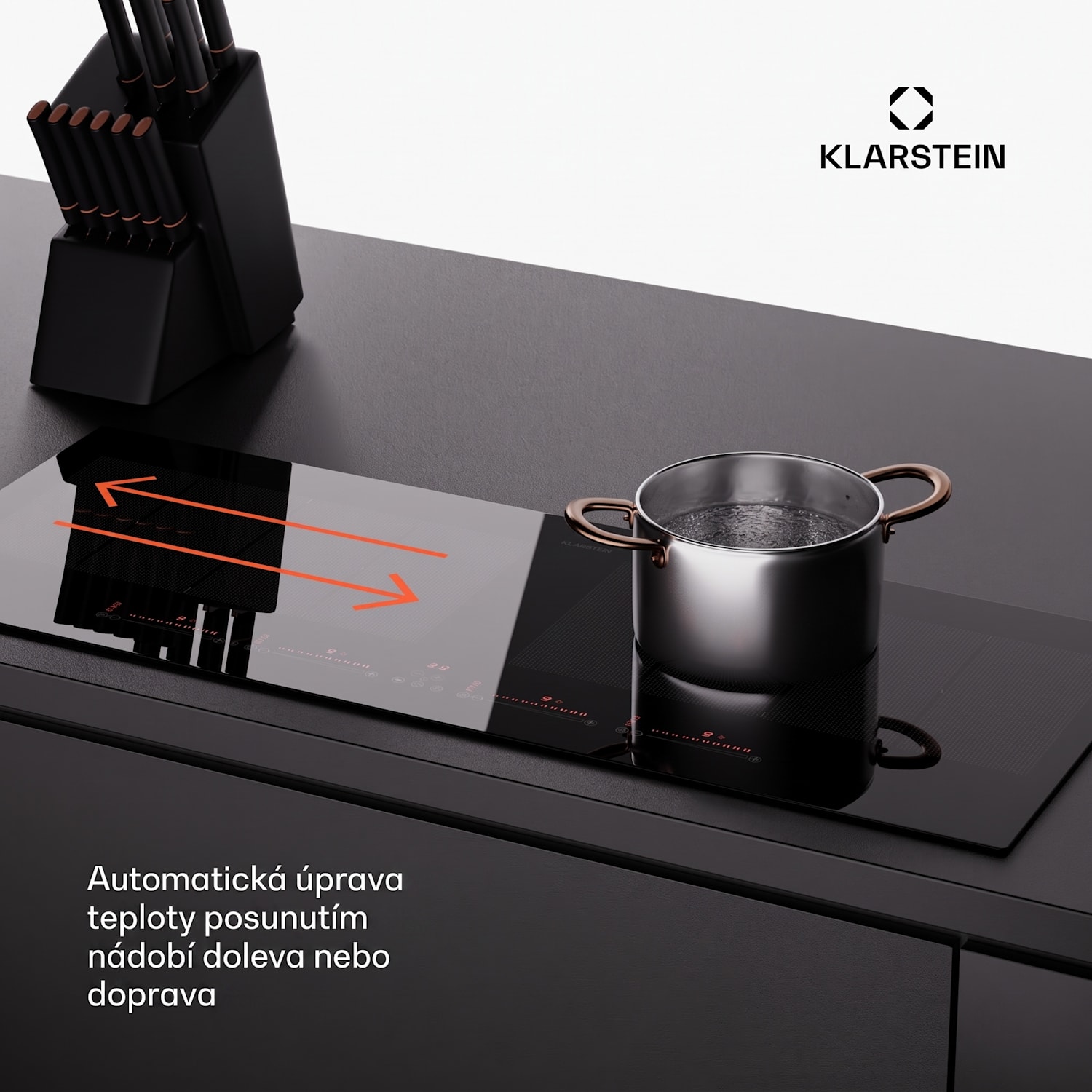 Masterzone 90 Slim Flex, indukční varná deska, max. 7200 W, vestavná, 4 zóny Flex, technologie ThermoBoost, Smart Flex 