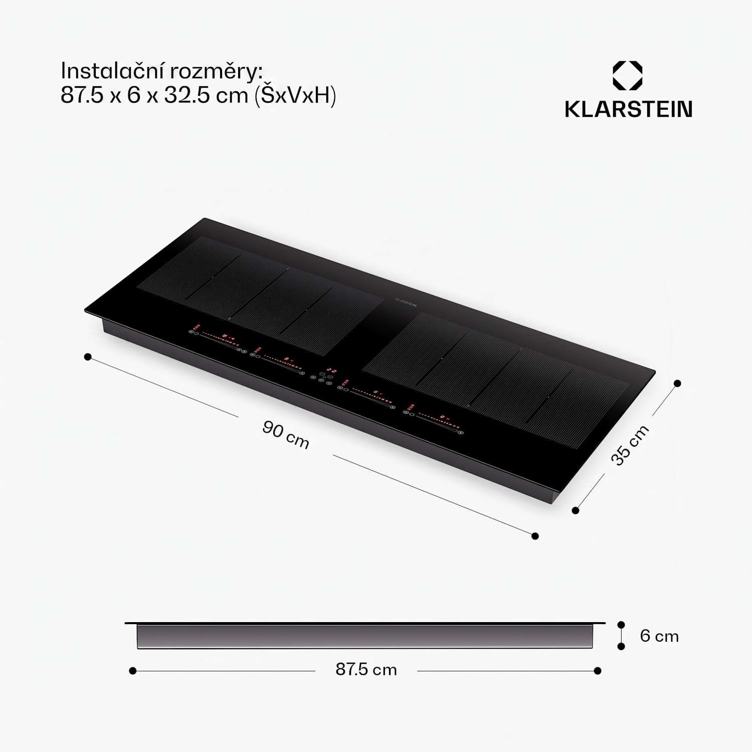 Masterzone 90 Slim Flex, indukční varná deska, max. 7200 W, vestavná, 4 zóny Flex, technologie ThermoBoost, Smart Flex 