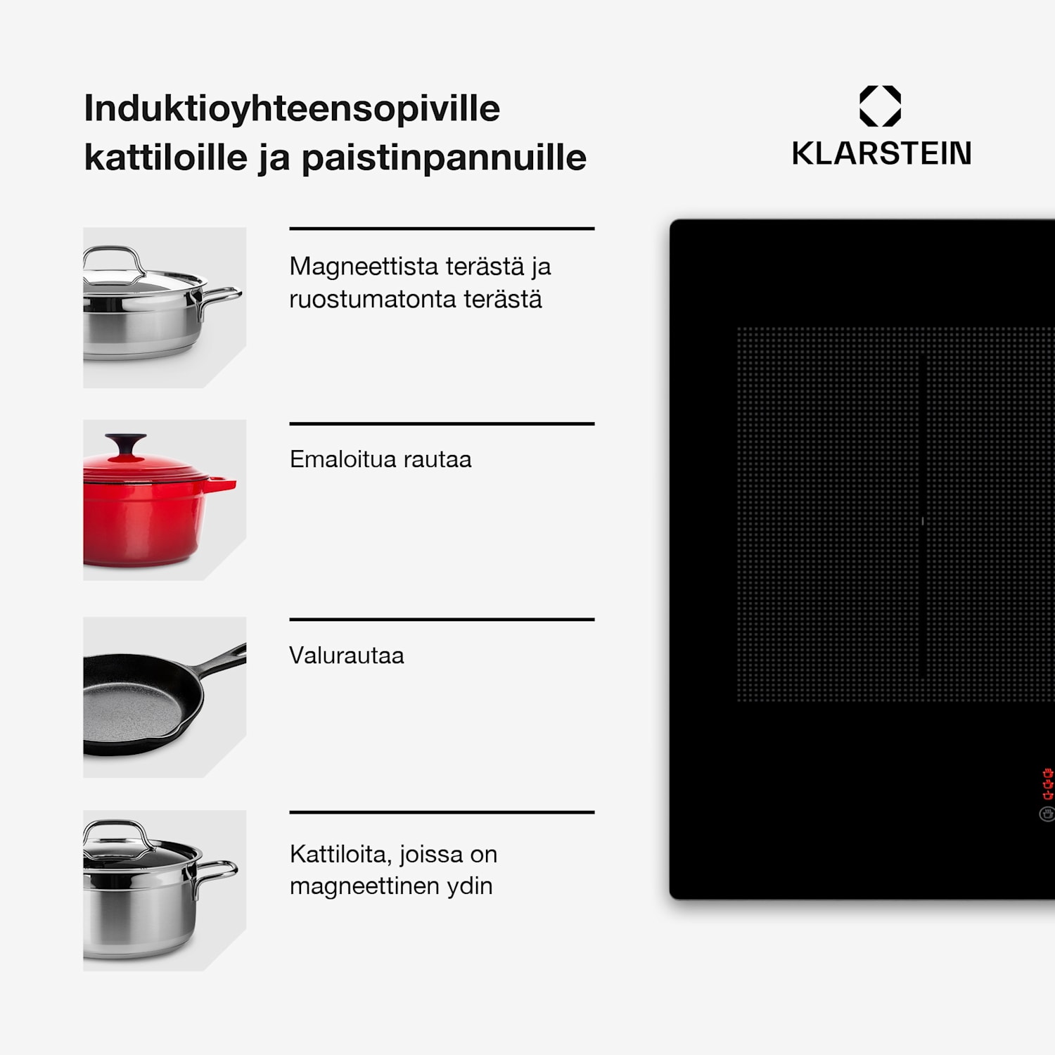 Masterzone 90 Slim Flex induktioliesi integroitava 4 keittoaluetta 2 joustavaa aluetta ThermoBoost Smart Flex Technology max. 7200 W 90 cm Slim | 2 Joustoaluetta | Musta