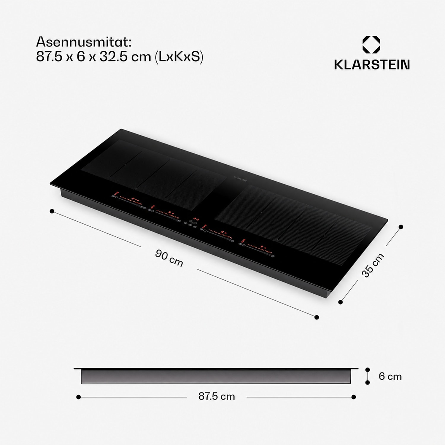 Masterzone 90 Slim Flex induktioliesi integroitava 4 keittoaluetta 2 joustavaa aluetta ThermoBoost Smart Flex Technology max. 7200 W 90 cm Slim | 2 Joustoaluetta | Musta