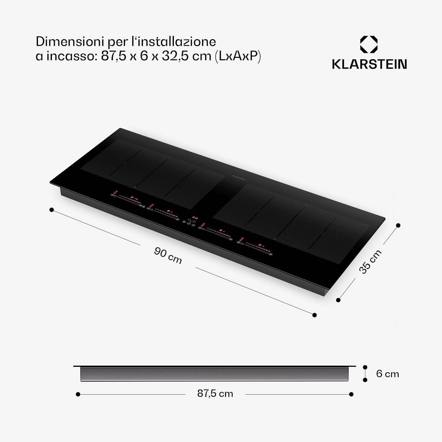 Masterzone 90 Slim Flex piano cottura a induzione, incasso, 4 zone di cottura, 2 zone Flex, ThermoBoost, tecnologia Smart Flex, max. 7200 Watt 