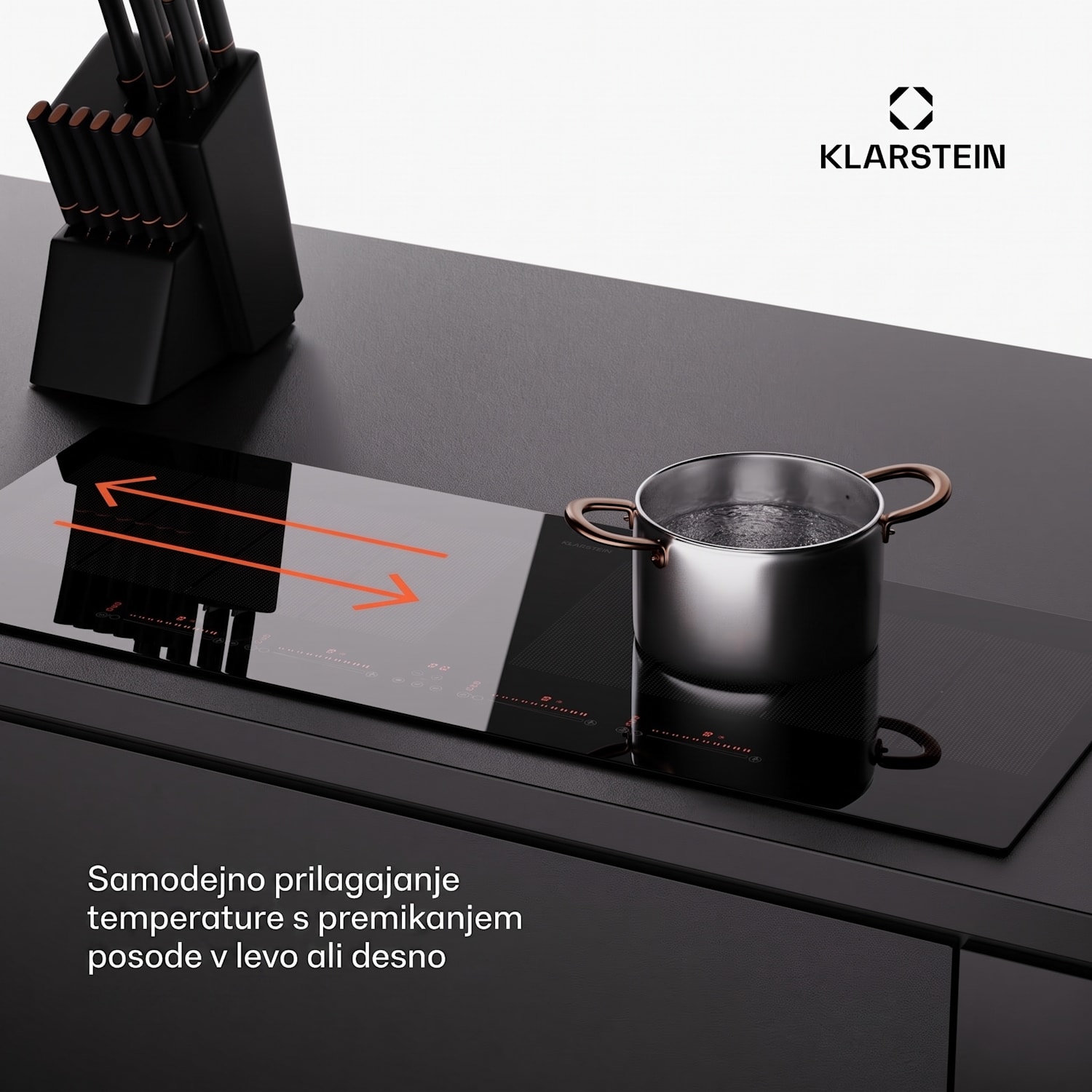 Masterzone 90 Slim Flex, indukcijska plošča, max. 7200 W, vgradna, 4 Flex cone, 2 Flex coni, tehnologija ThermoBoost, Smart Flex 