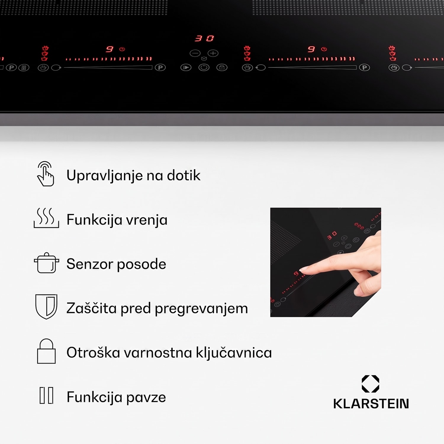 Masterzone 90 Slim Flex, indukcijska plošča, max. 7200 W, vgradna, 4 Flex cone, 2 Flex coni, tehnologija ThermoBoost, Smart Flex 