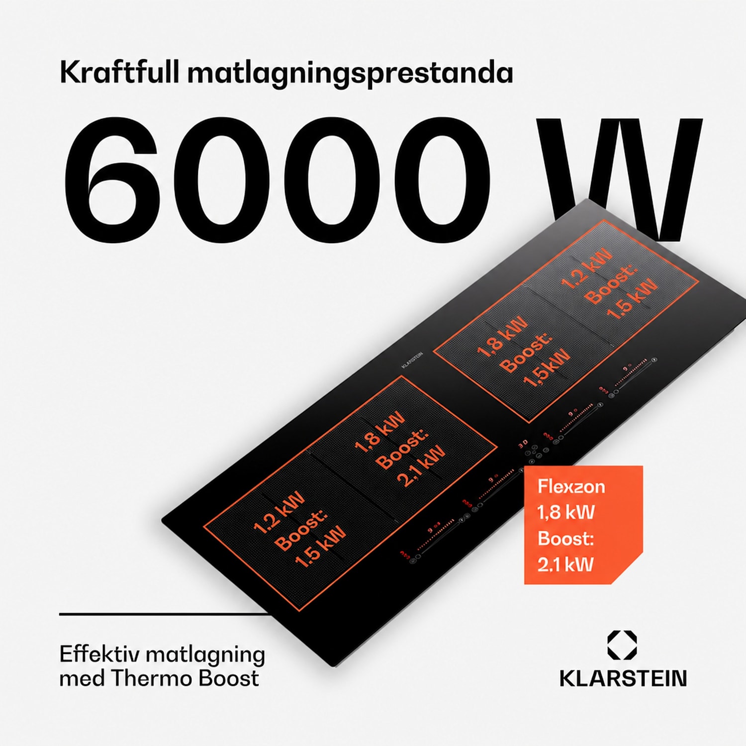 Masterzone 90 Slim Flex induktionshäll, infälld, 4 kokzoner, 2 Flex-zoner, ThermoBoost, Smart Flex-teknik, max. 7200 watt 90 cm Slim | 2 Flexzon | Svart