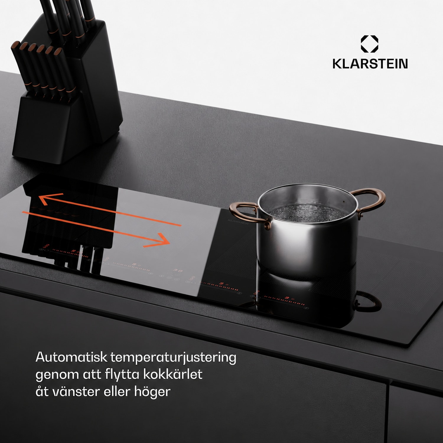 Masterzone 90 Slim Flex induktionshäll, infälld, 4 kokzoner, 2 Flex-zoner, ThermoBoost, Smart Flex-teknik, max. 7200 watt 90 cm Slim | 2 Flexzon | Svart