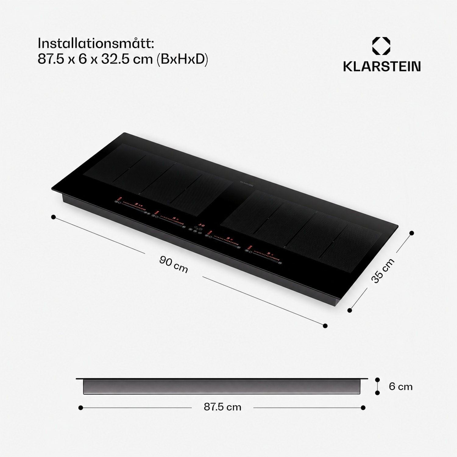 Masterzone 90 Slim Flex induktionshäll, infälld, 4 kokzoner, 2 Flex-zoner, ThermoBoost, Smart Flex-teknik, max. 7200 watt 90 cm Slim | 2 Flexzon | Svart