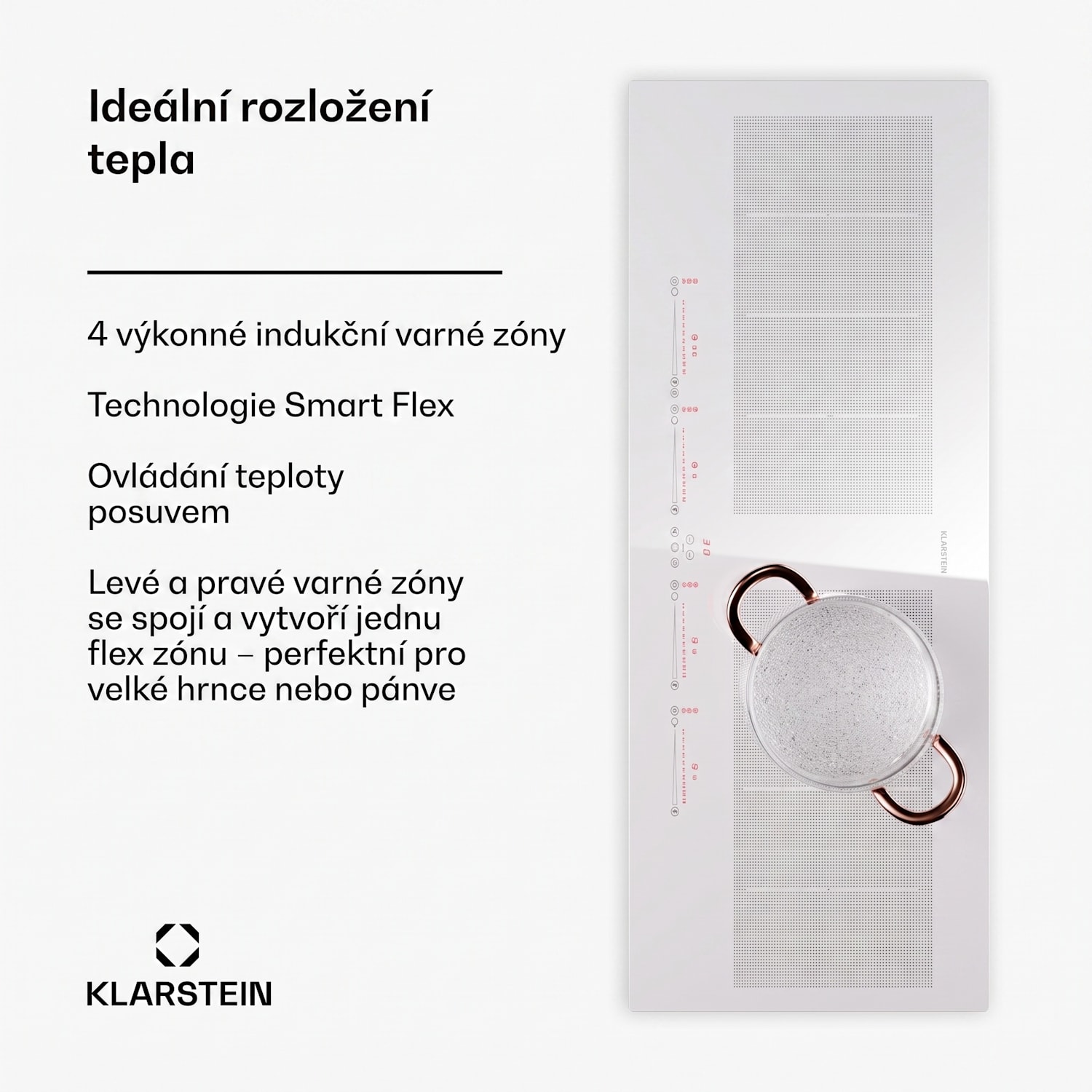 Masterzone 90 Slim Flex, indukční varná deska, max. 7200 W, vestavná, 4 zóny Flex, technologie ThermoBoost, Smart Flex 