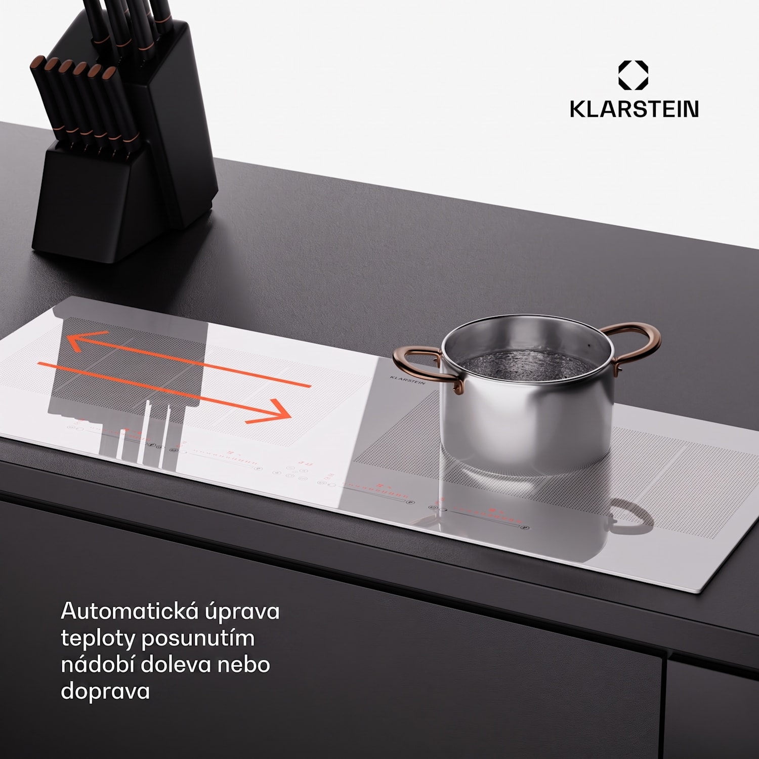 Masterzone 90 Slim Flex, indukční varná deska, max. 7200 W, vestavná, 4 zóny Flex, technologie ThermoBoost, Smart Flex 