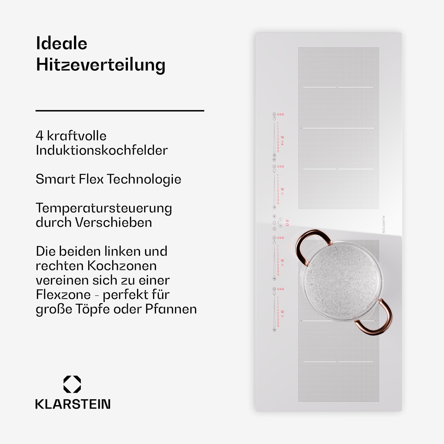Masterzone 90 Slim Flex Induktionskochfeld Einbau 4 Kochzonen 2 Flex-Zonen ThermoBoost Smart Flex Technology max. 7200 Watt 