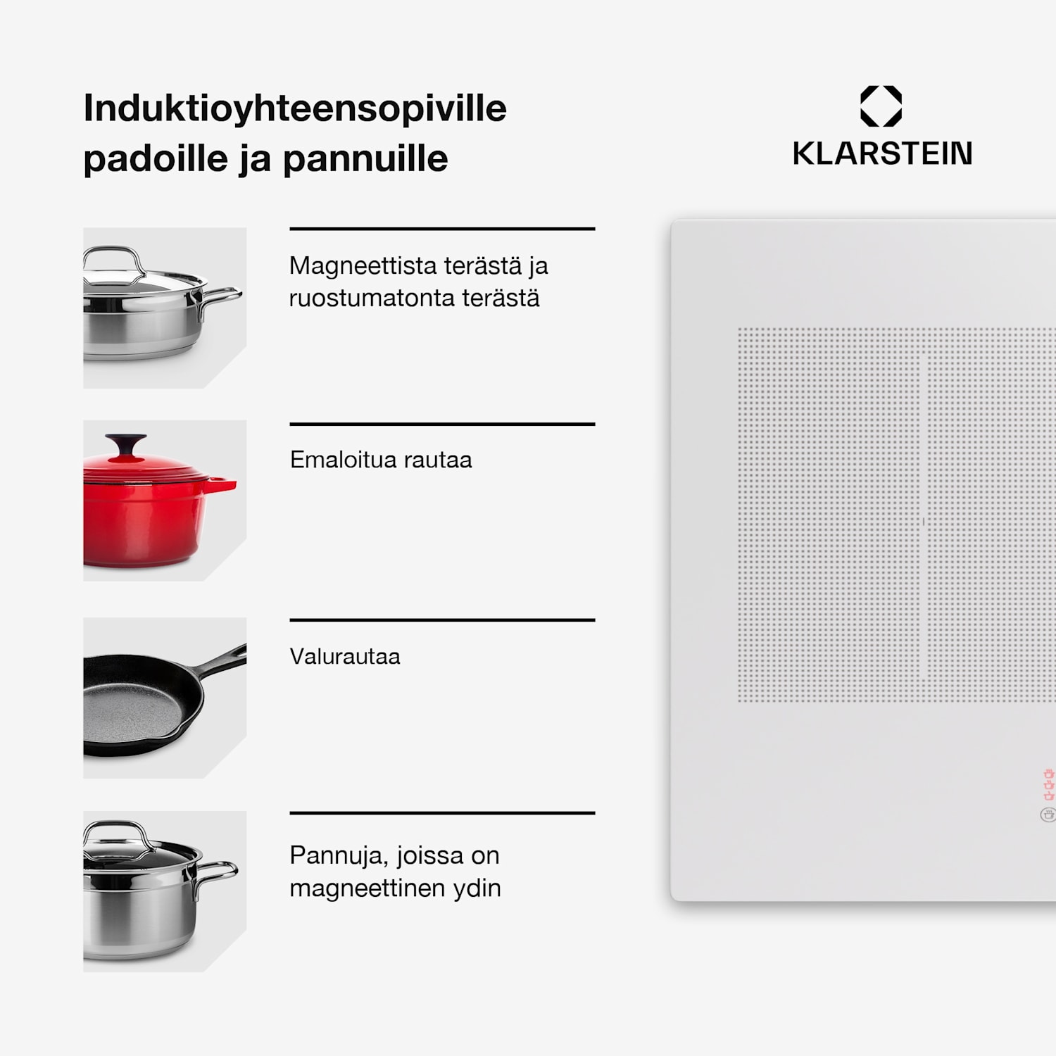 Masterzone 90 Slim Flex induktioliesi integroitava 4 keittoaluetta 2 joustavaa aluetta ThermoBoost Smart Flex Technology max. 7200 W 90 cm Slim | 2 Joustoaluetta | Valkoinen