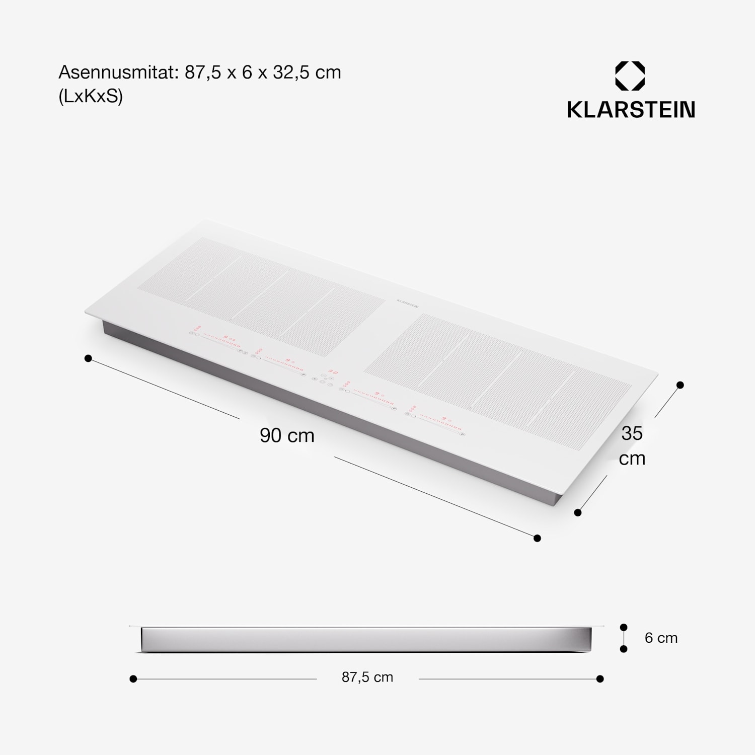 Masterzone 90 Slim Flex induktioliesi integroitava 4 keittoaluetta 2 joustavaa aluetta ThermoBoost Smart Flex Technology max. 7200 W 90 cm Slim | 2 Joustoaluetta | Valkoinen