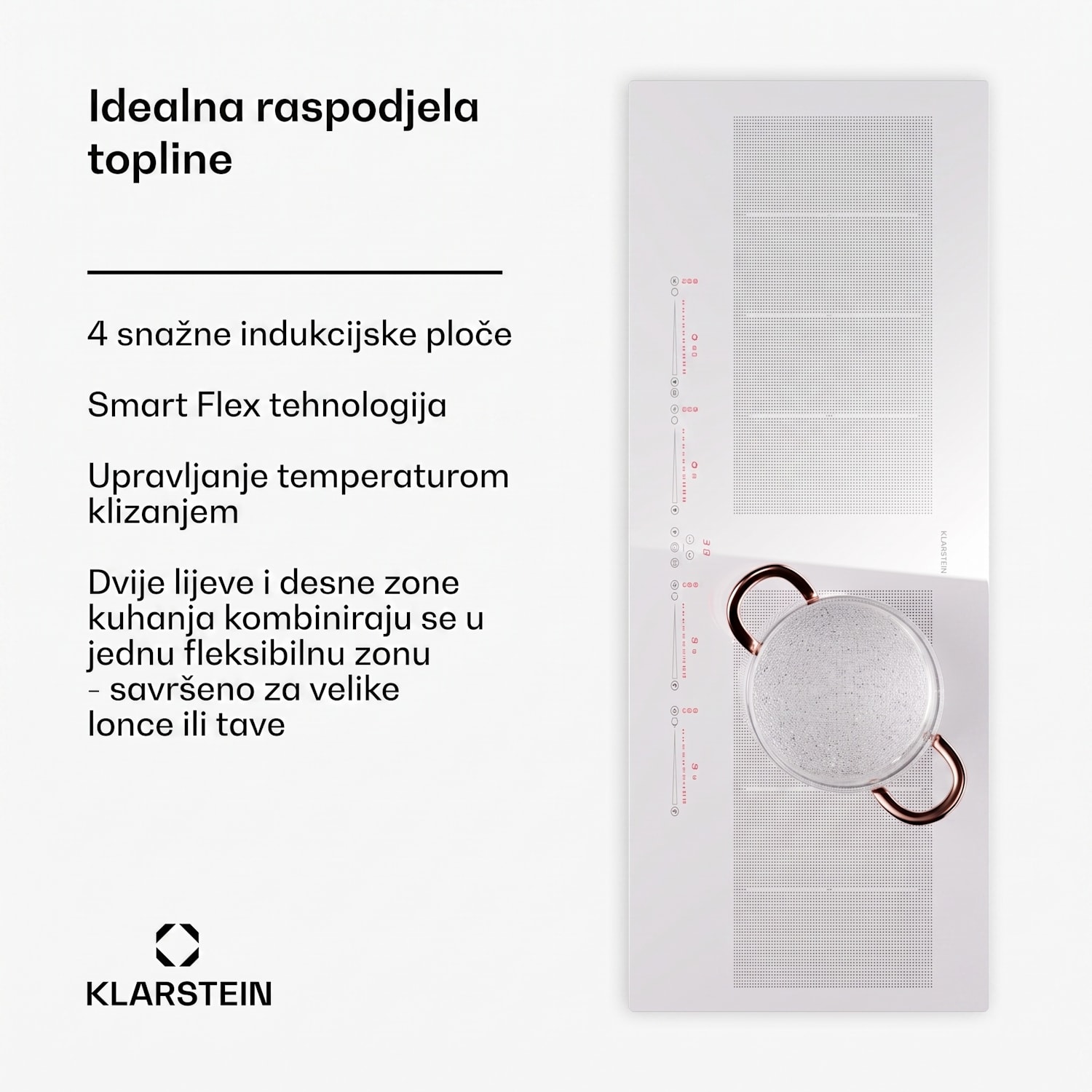 Masterzone 90 Slim Flex, indukcijska ploča, maks. 7200 W, ugrađena, 4 zone, 2 Flex zone, ThermoBoost tehnologija, Smart Flex 