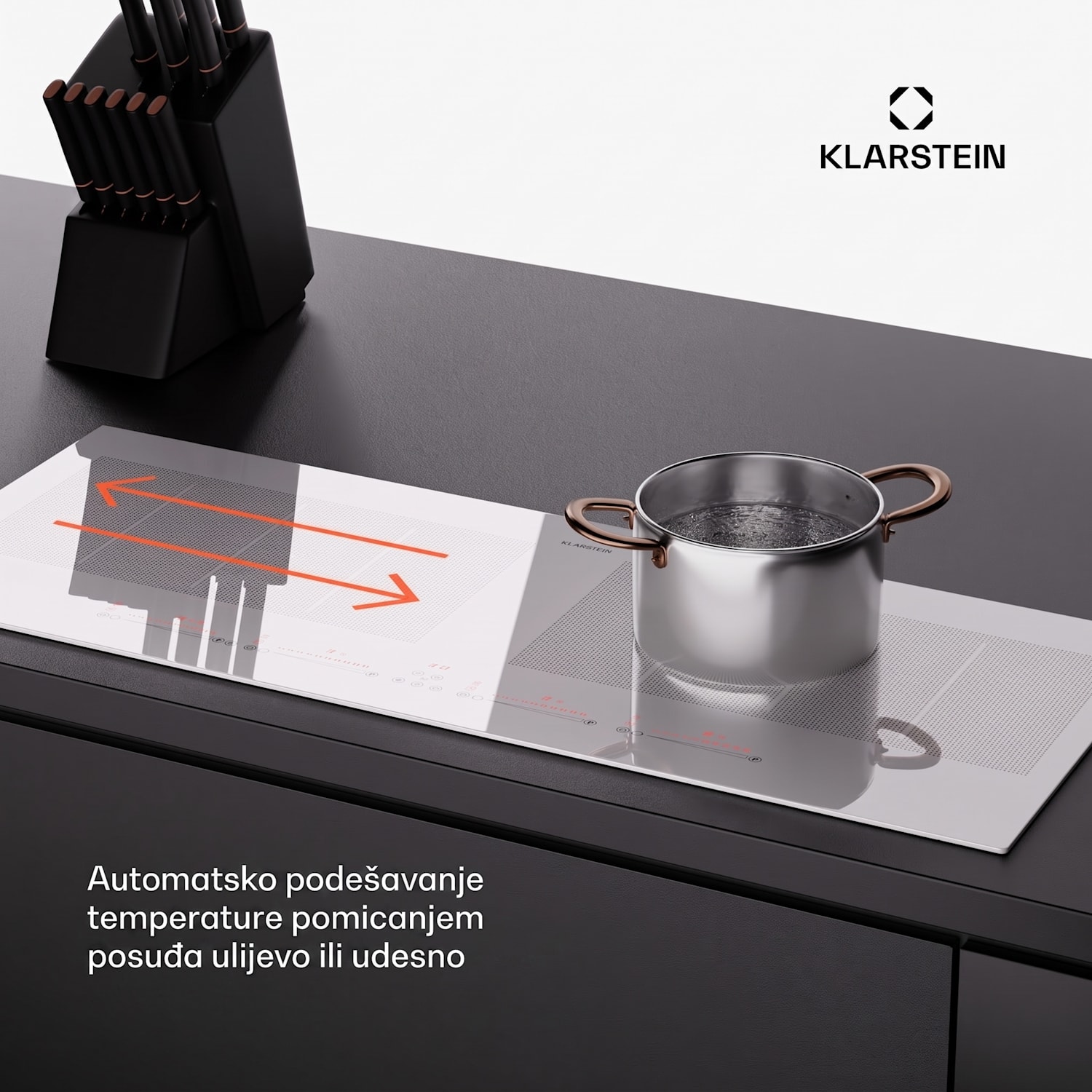 Masterzone 90 Slim Flex, indukcijska ploča, maks. 7200 W, ugrađena, 4 zone, 2 Flex zone, ThermoBoost tehnologija, Smart Flex 
