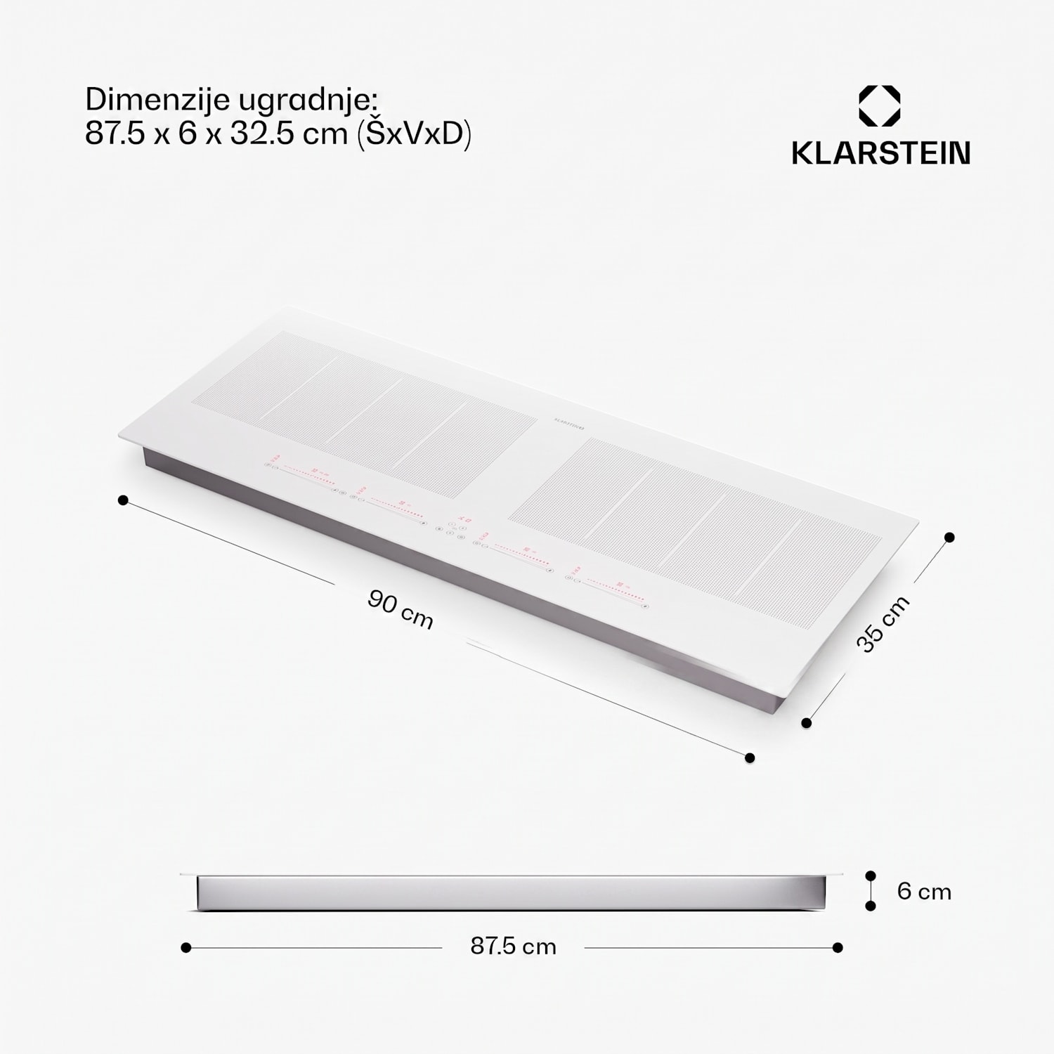 Masterzone 90 Slim Flex, indukcijska ploča, maks. 7200 W, ugrađena, 4 zone, 2 Flex zone, ThermoBoost tehnologija, Smart Flex 