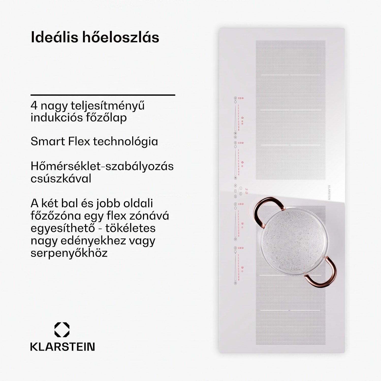 Masterzone 90 Slim Flex, indukciós főzőlap, max. 7200 W, beépített, 4 zóna, 2 Flex zóna, ThermoBoost technológia, Smart Flex 