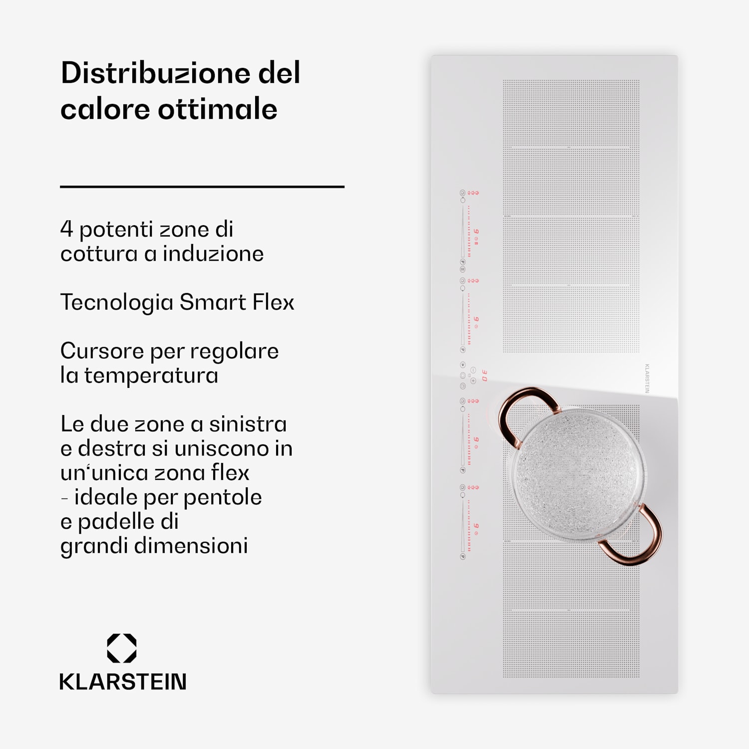 Masterzone 90 Slim Flex piano cottura a induzione, incasso, 4 zone di cottura, 2 zone Flex, ThermoBoost, tecnologia Smart Flex, max. 7200 Watt 