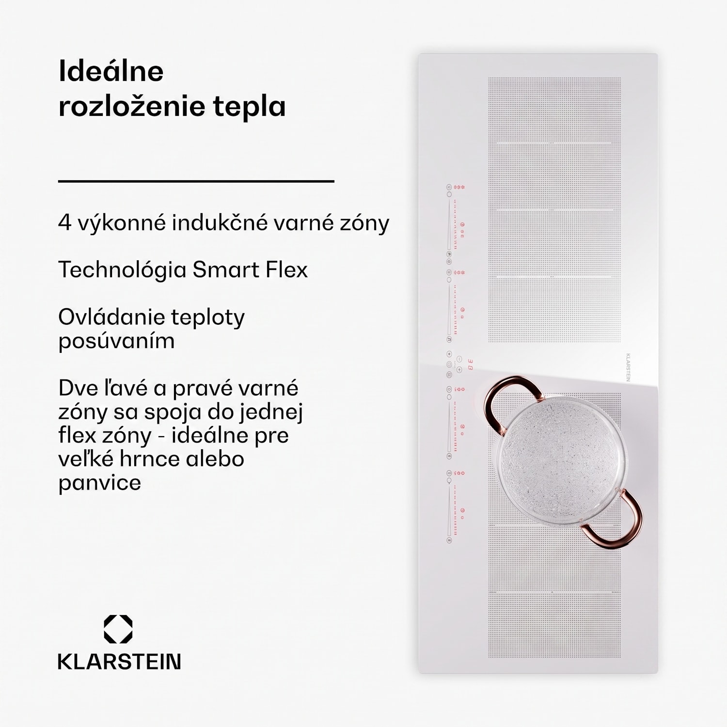 Masterzone 90 Slim Flex, indukčná varná doska, max. 7200 W, vstavaná, 4 zóny, 2 Flex zóny, technológia ThermoBoost, Smart Flex 