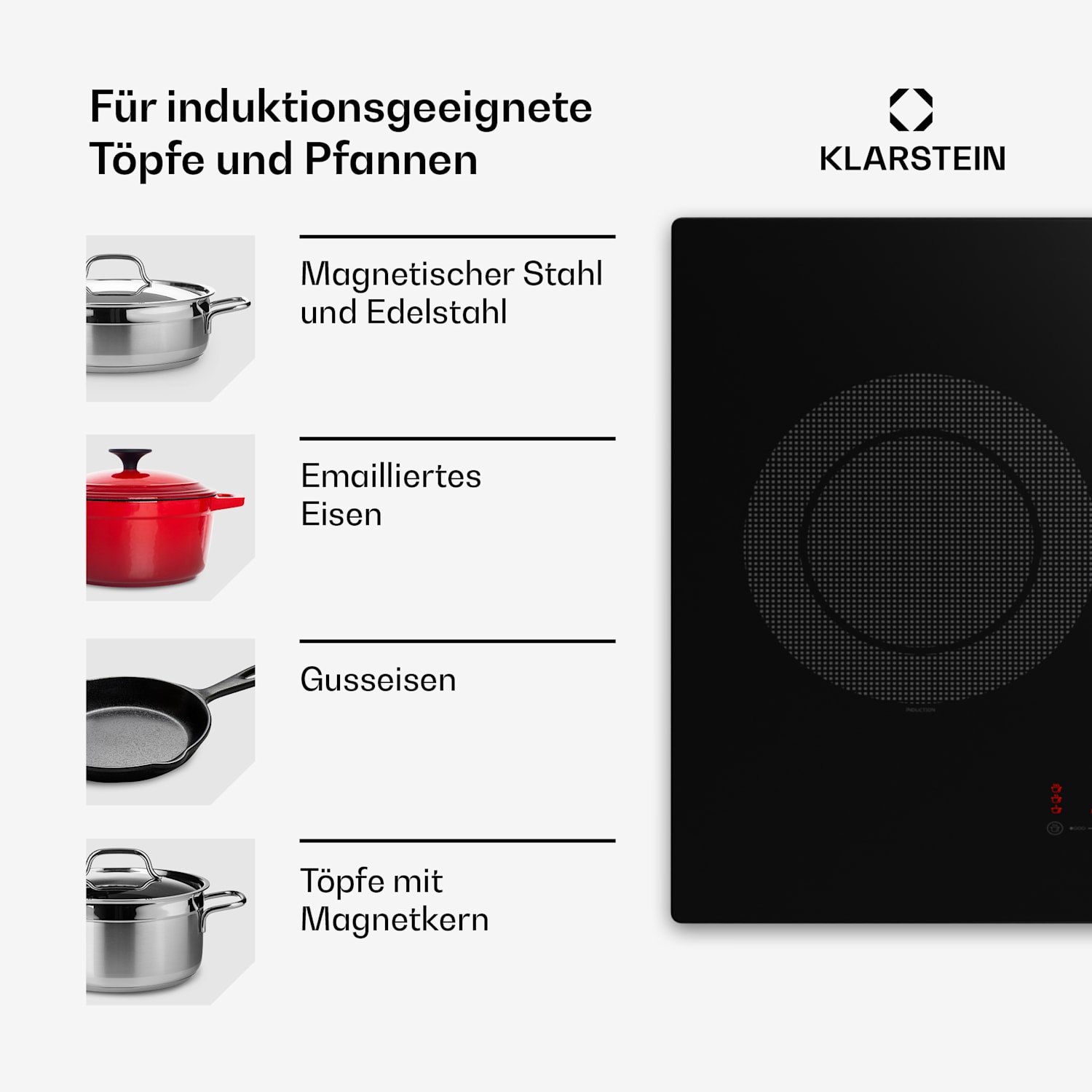 Masterzone Slim Round Induktionskochfeld Einbau 4 Kochzonen ThermoBoost max. 7200 Watt 