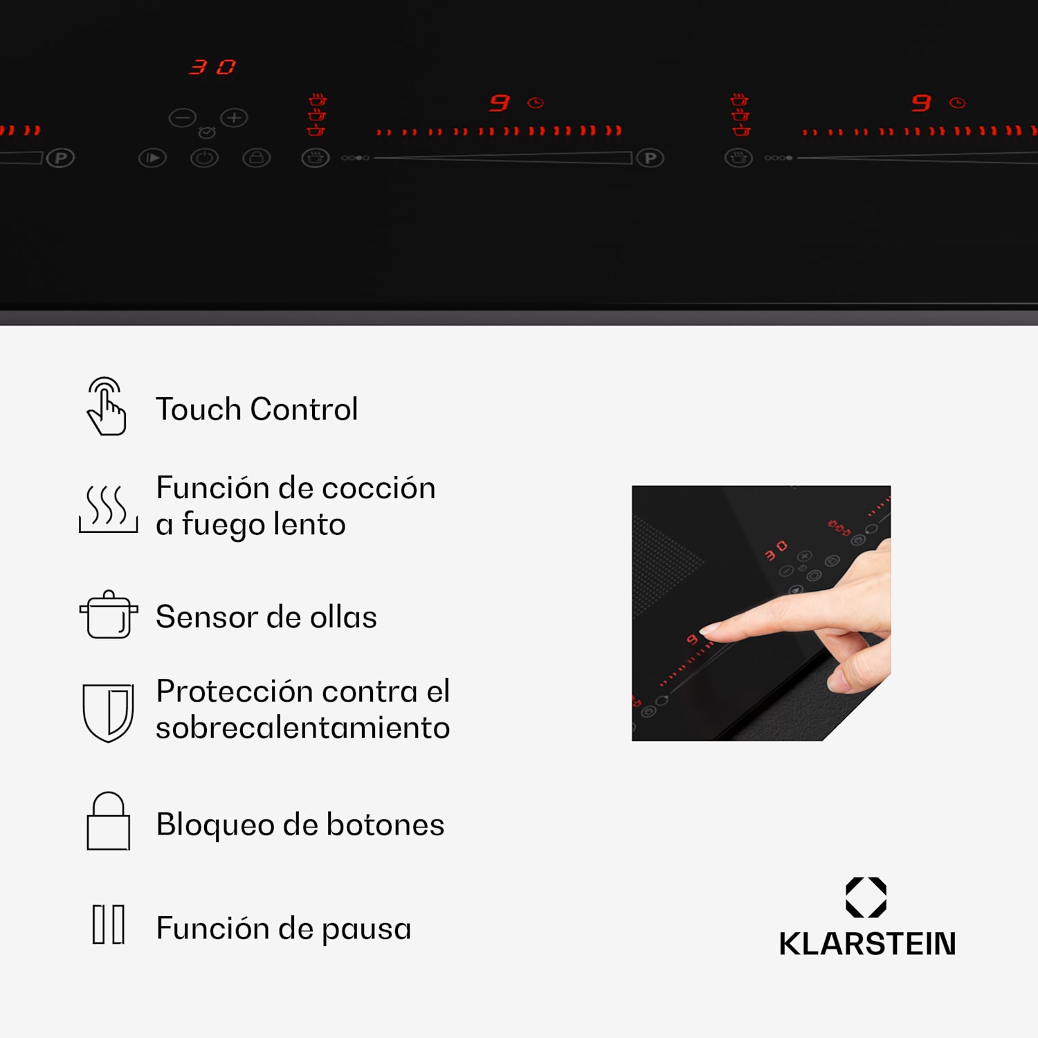Masterzone Slim Round Placa de inducción encastrable 4 zonas de cocción ThermoBoost Tecnología Smart Flex Máx. 7200 W 