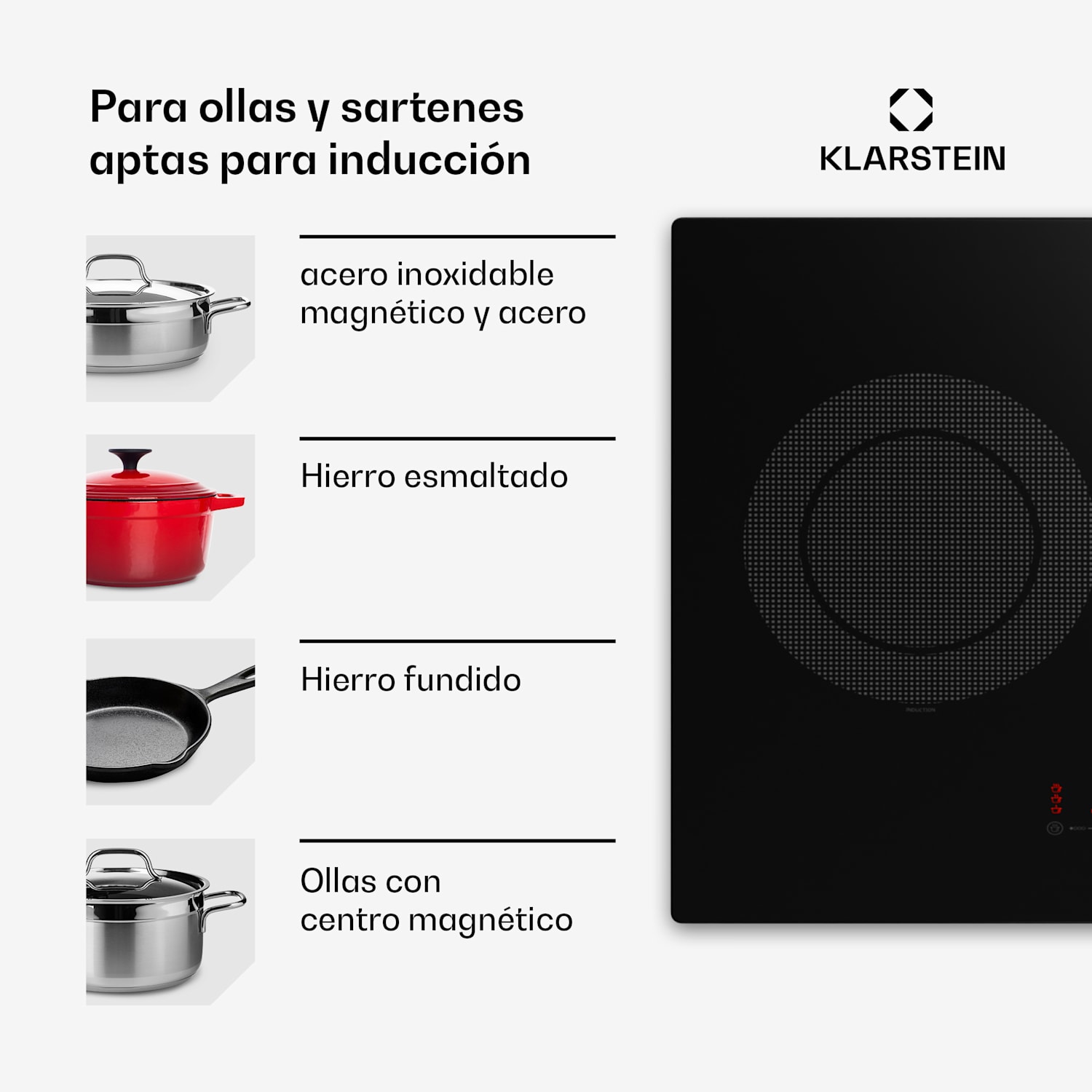 Masterzone Slim Round Placa de inducción encastrable 4 zonas de cocción ThermoBoost Tecnología Smart Flex Máx. 7200 W 