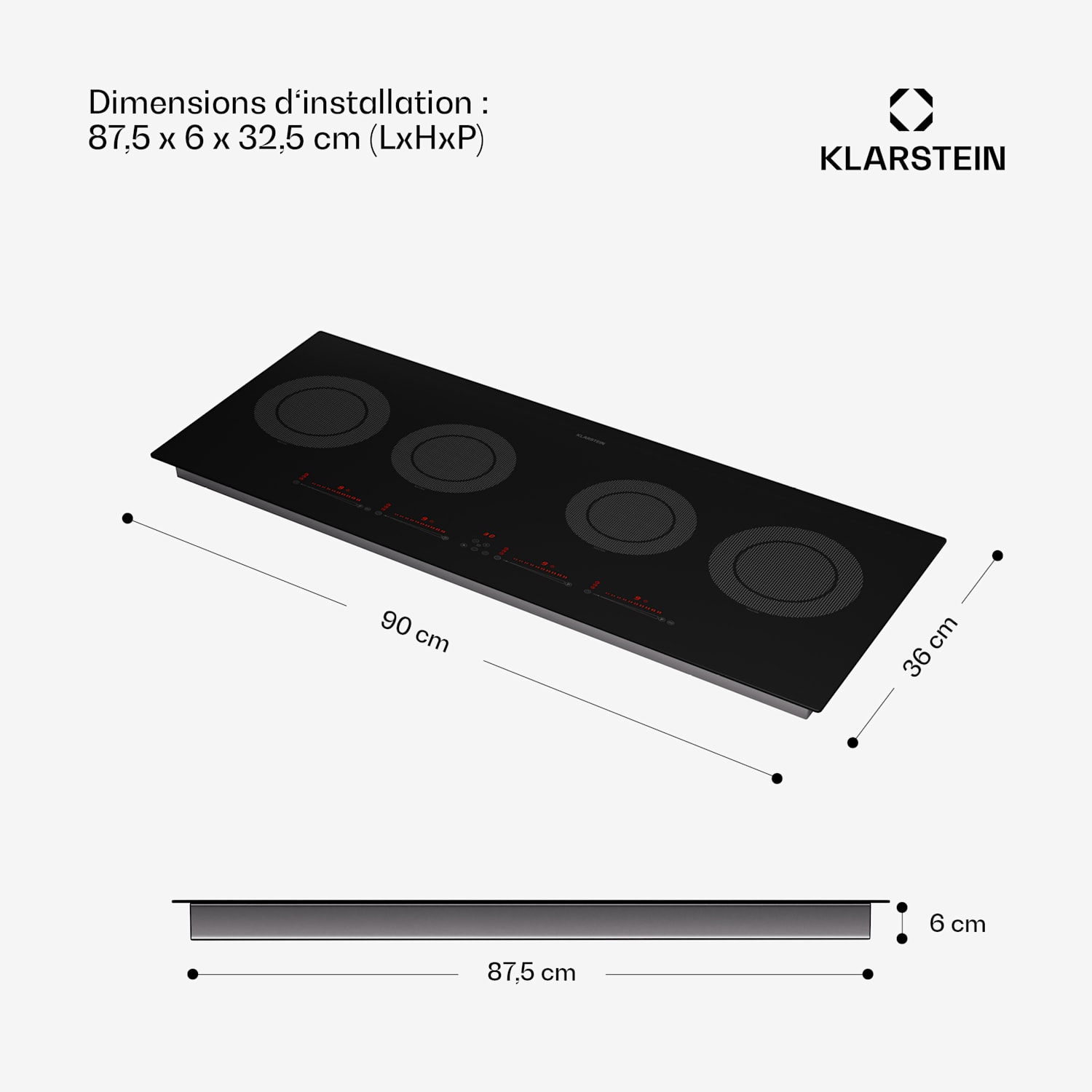 Masterzone Slim Round table de cuisson à induction intégrée 4 zones ThermoBoost Technologie Smart Flex 7200 watts maximum 