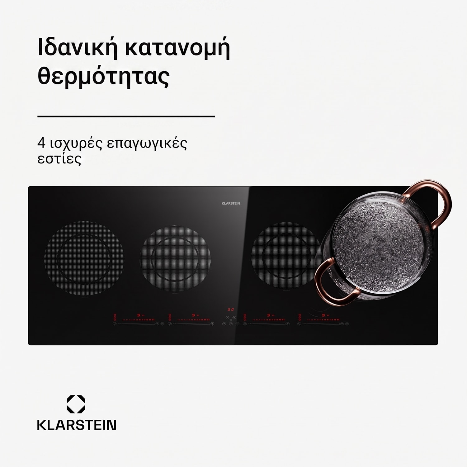 Masterzone 90cm Επαγωγική Εστία 4 Εστιών Μαύρη 