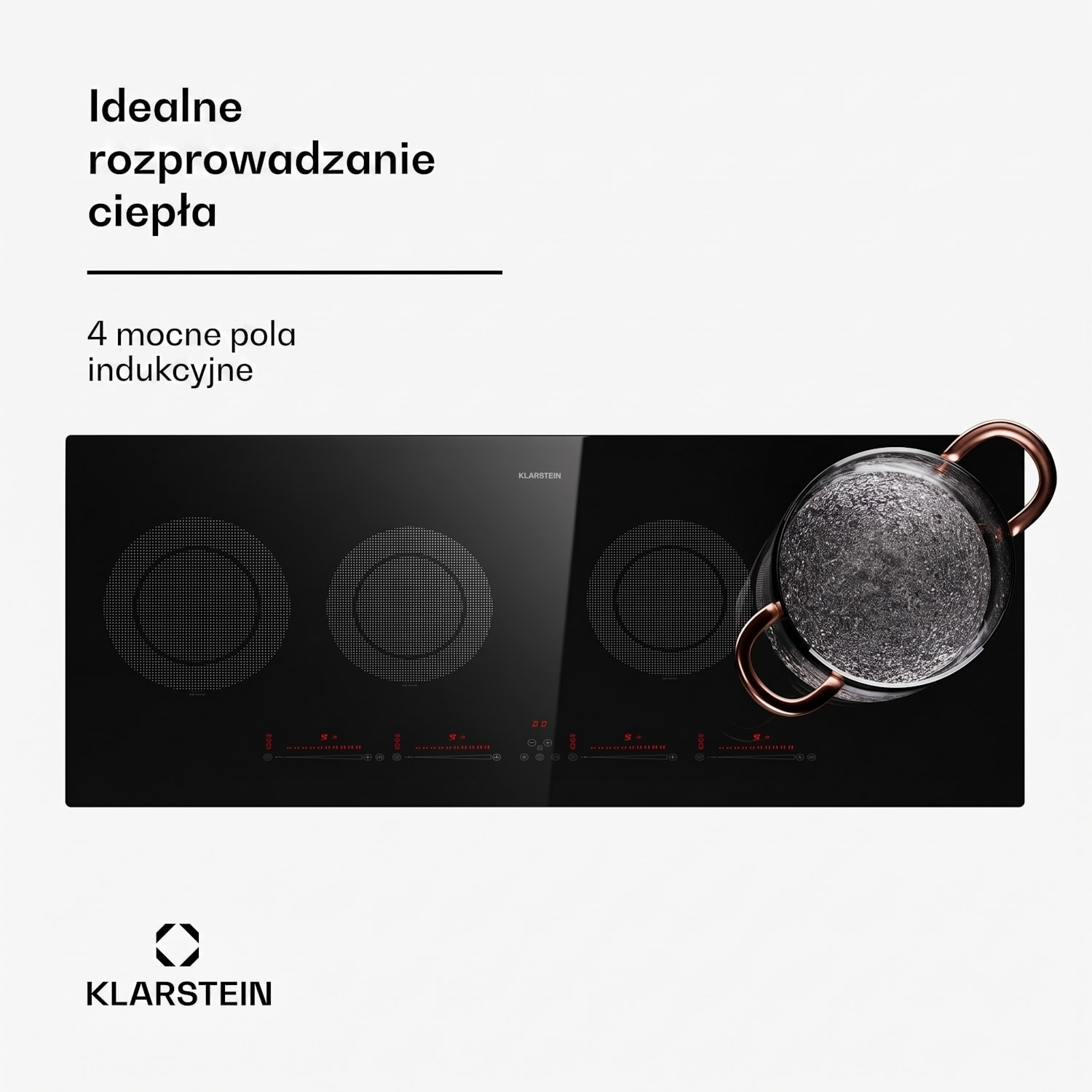 Masterzone Slim Round, płyta indukcyjna do zabudowy, 4 pola grzejne, ThermoBoost, maks. 7200 W 