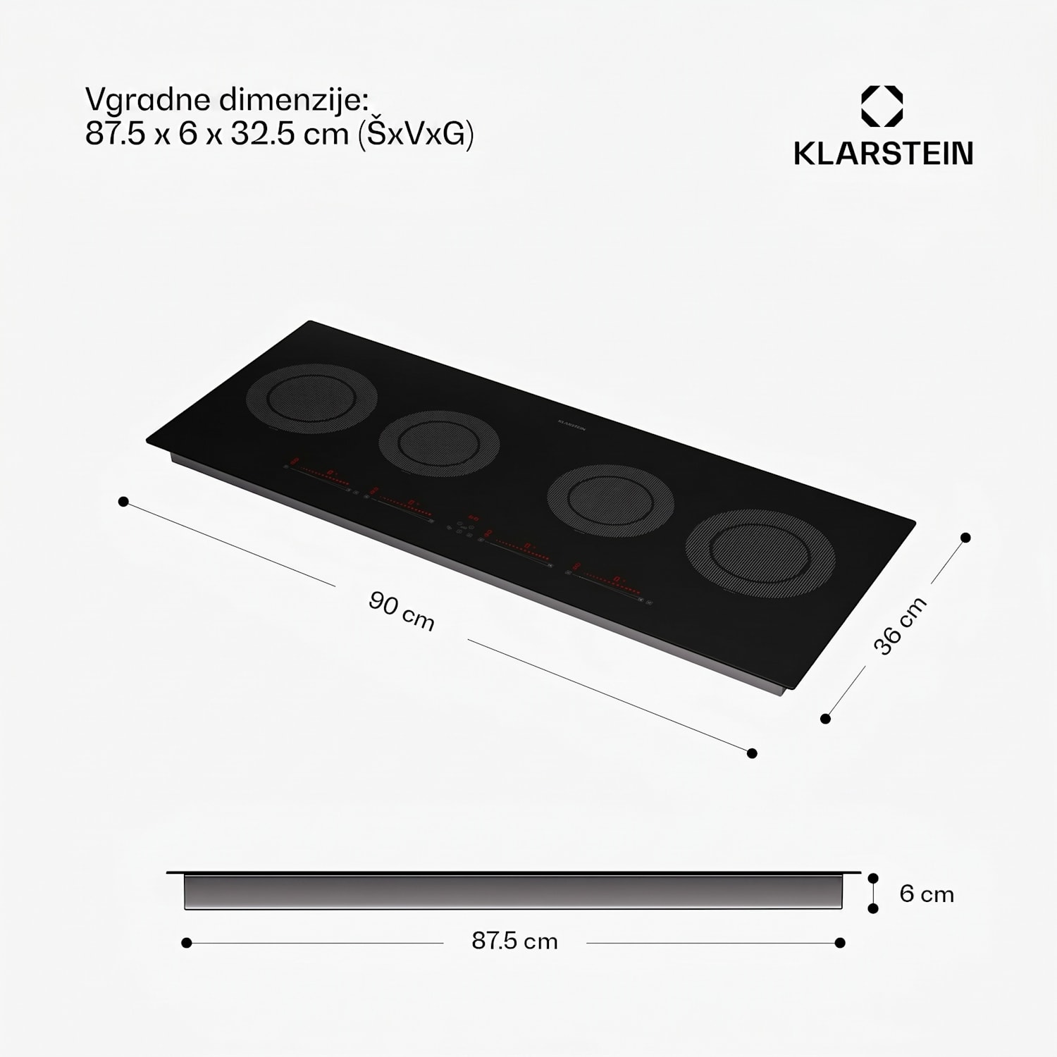 Masterzone Slim Round Indukcijska kuhalna plošča 7200 W, vgradna, 4 cone 