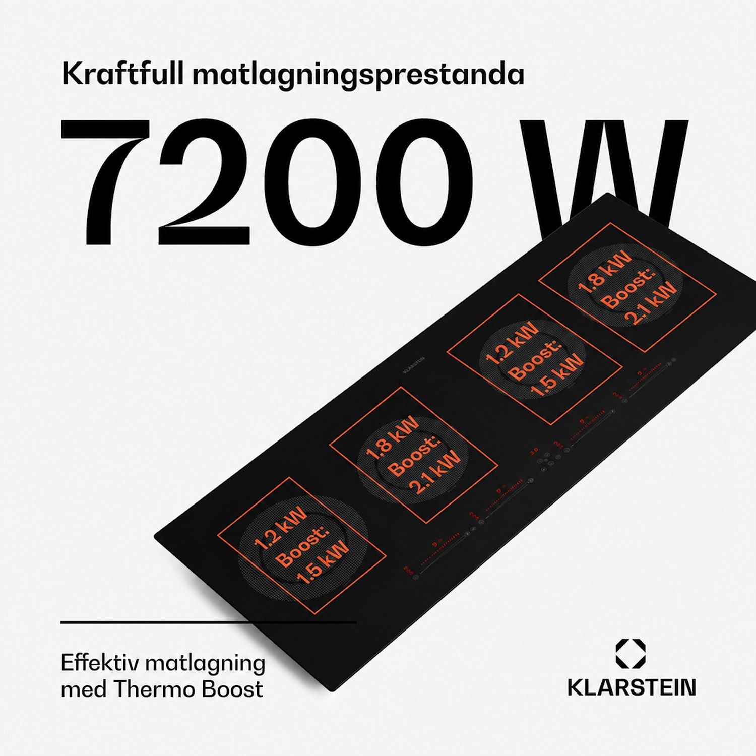 Masterzone Slim Round Induktionshäll, inbyggd, 4 kokzoner, ThermoBoost, max. 7200 watt 90 cm Slim | ingen flexzon | Svart