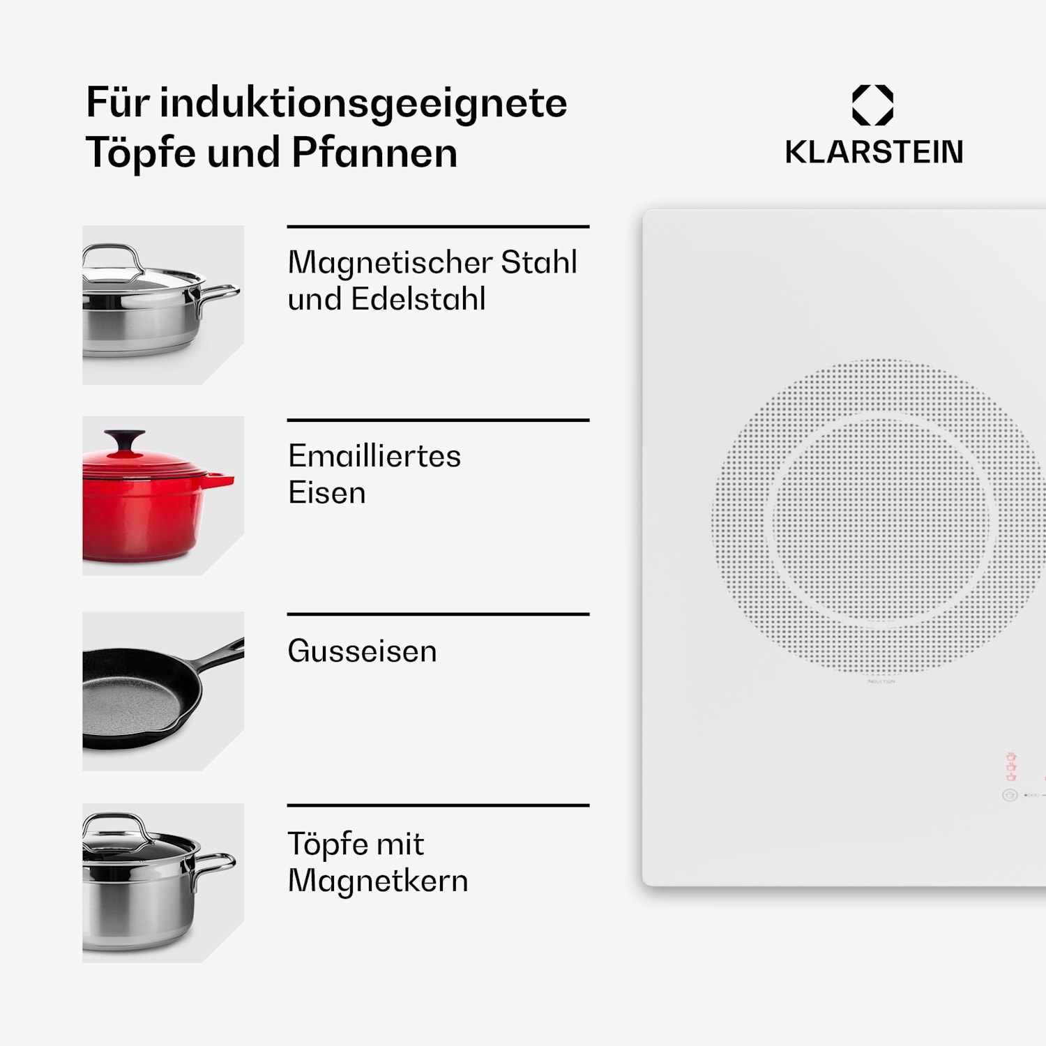 Masterzone Slim Round Induktionskochfeld Einbau 4 Kochzonen ThermoBoost max. 7200 Watt 